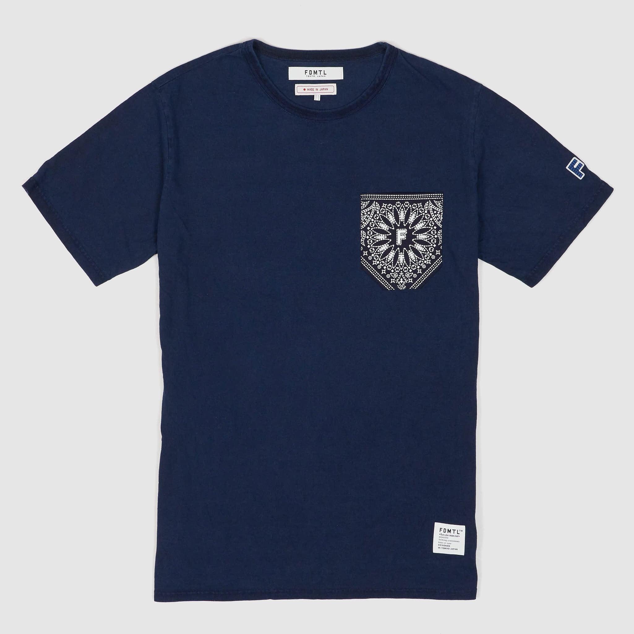 Short Sleeve Paisley Bandana Pocket Crew Neck T-Shirt