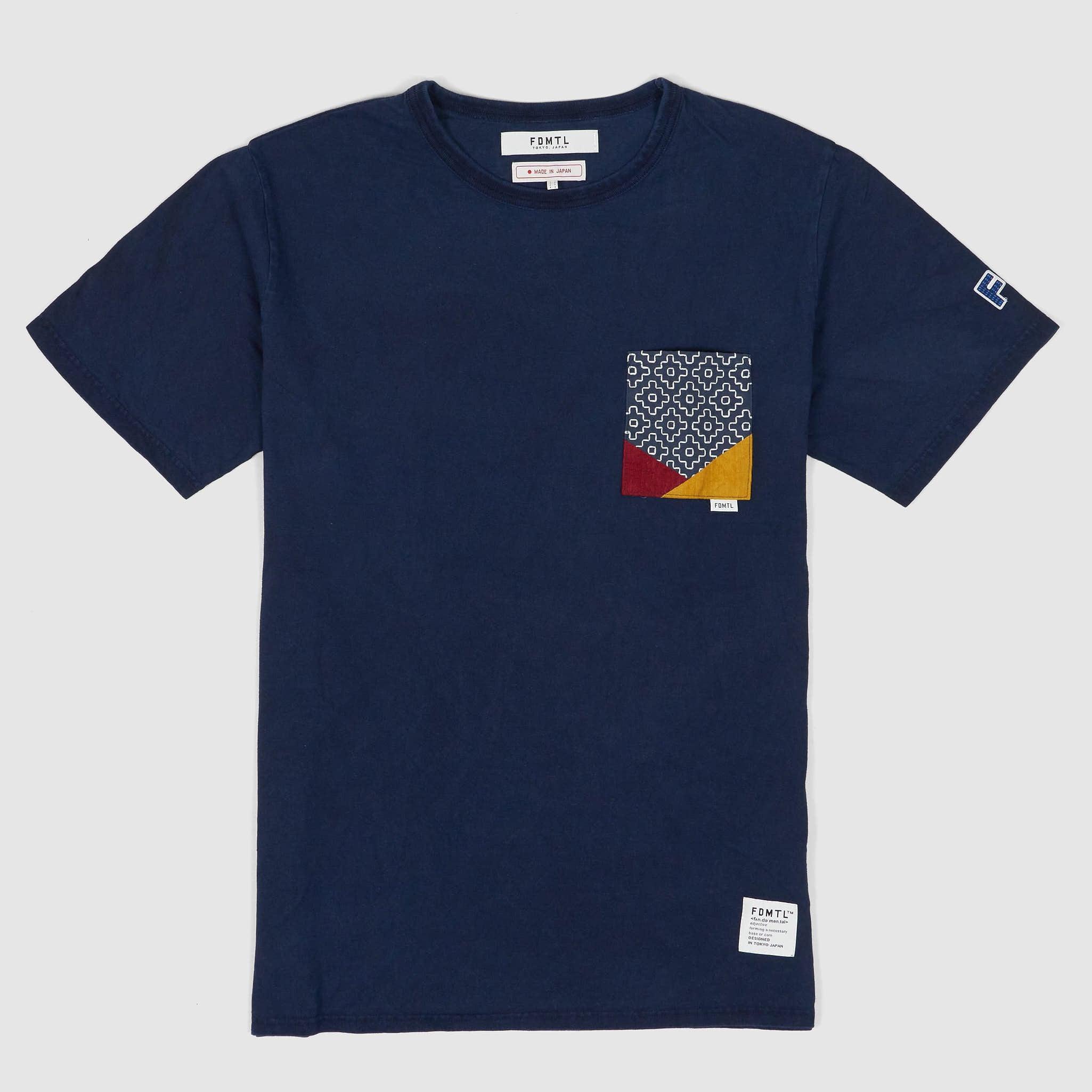 Short Sleeve Sashiko Patch Pocket Crew Neck T-Shirt
