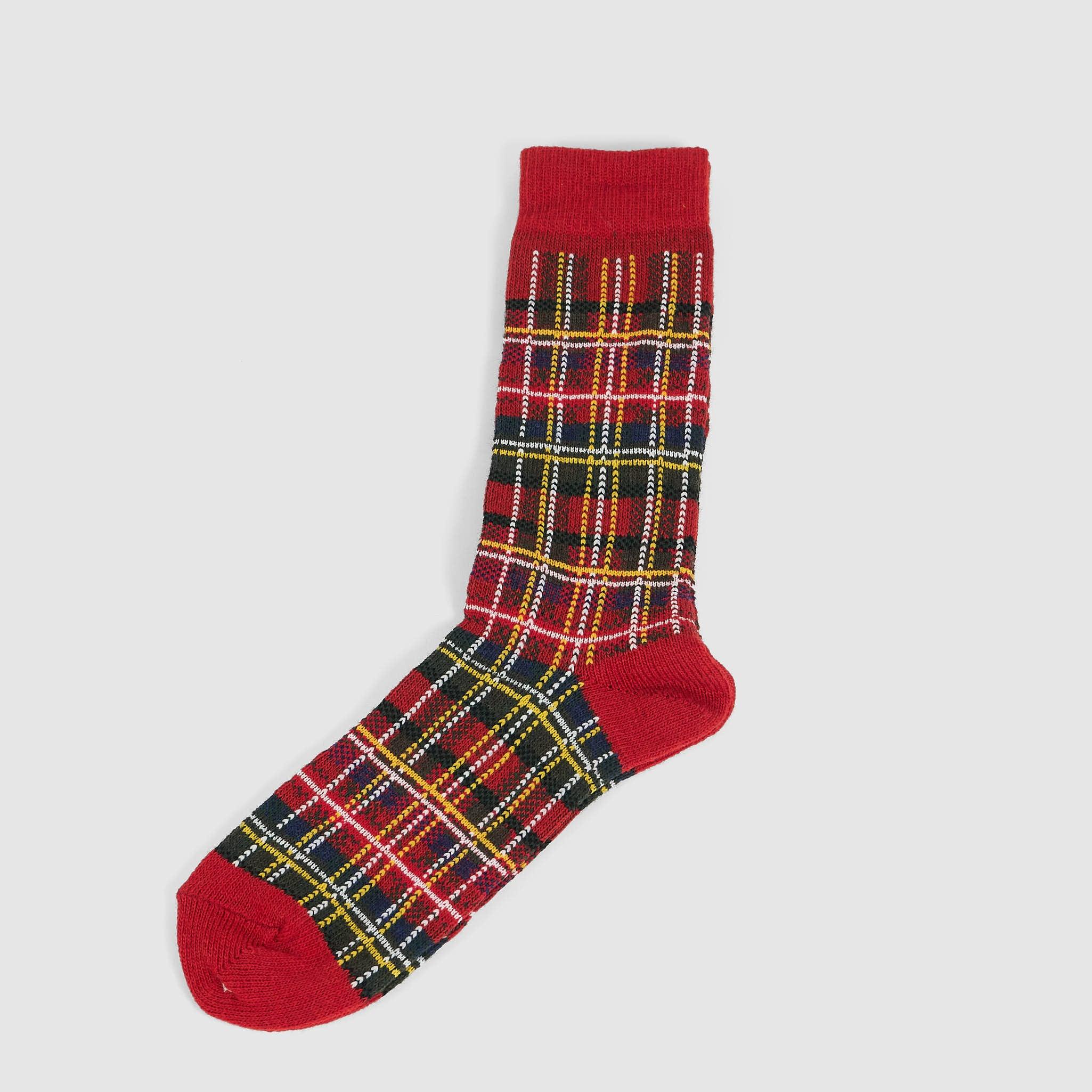 Wool Blend Check Crew Socks