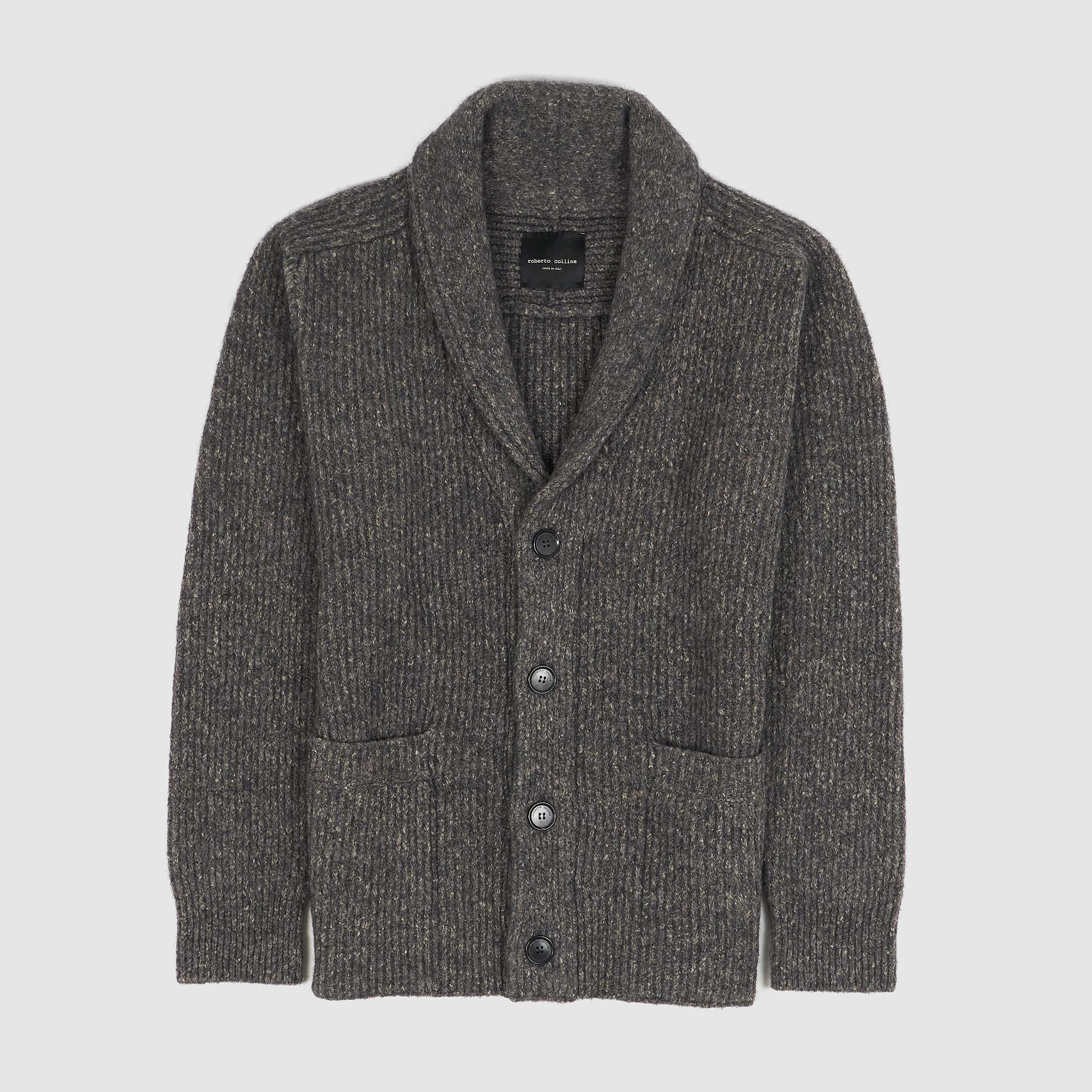 Buttoned Shawl Collar Cardigan