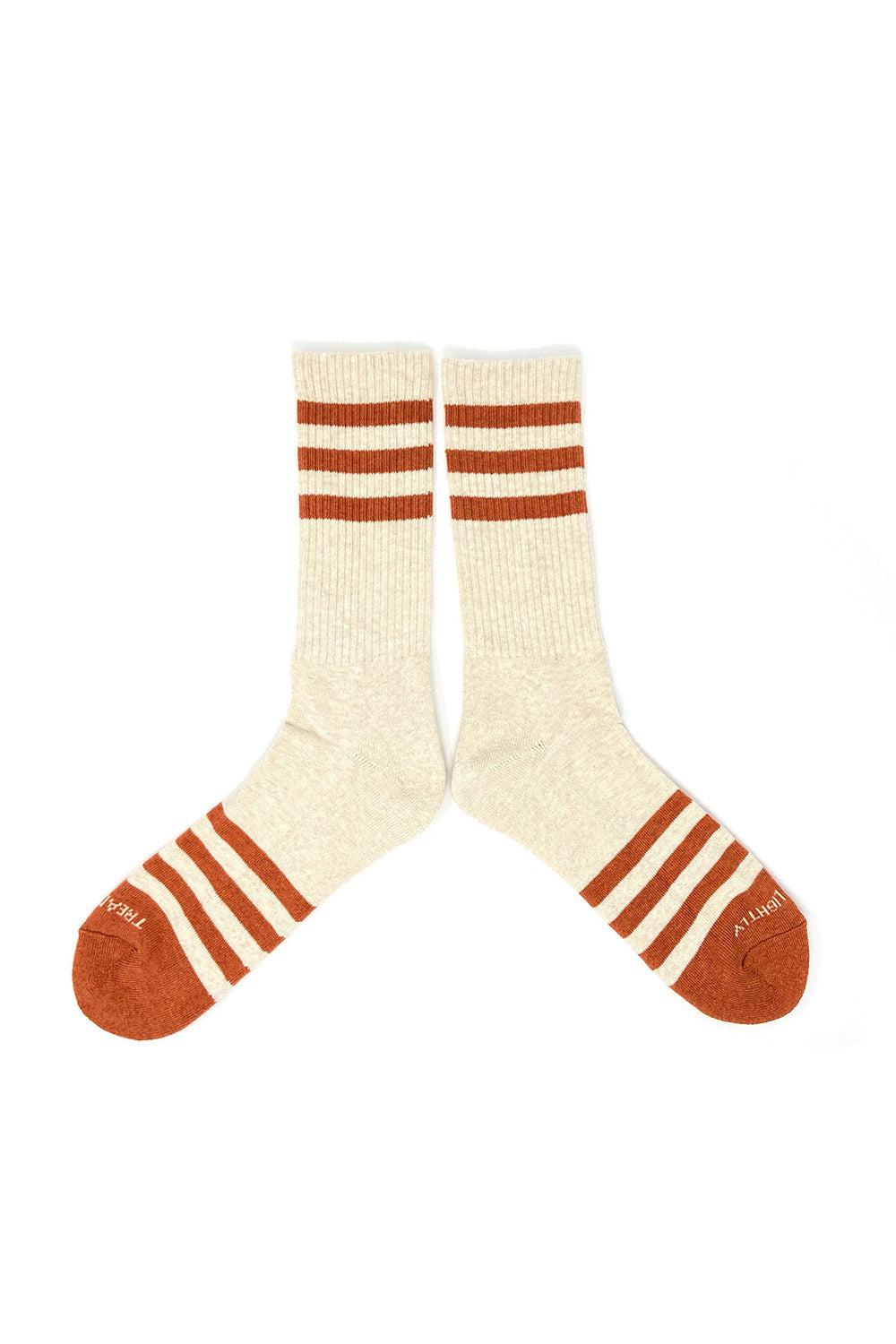 HEATHER STRIPES SOCKS Cream/Orange