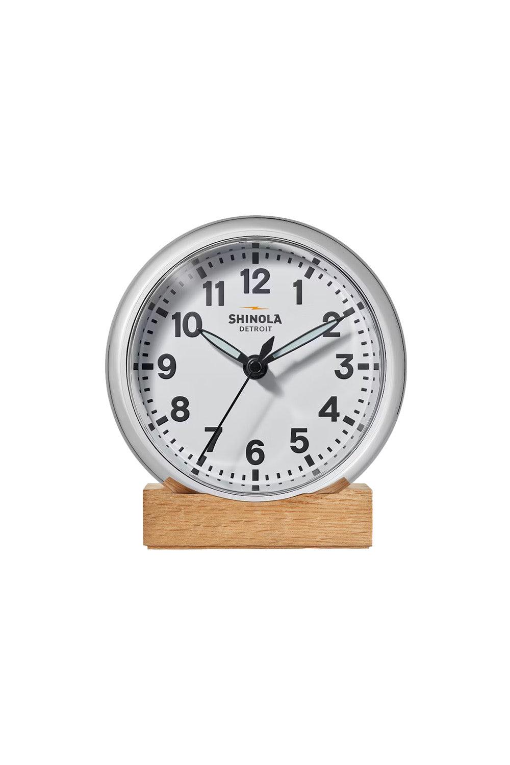 RUNWELL DESK CLOCK - CHROME WHITE