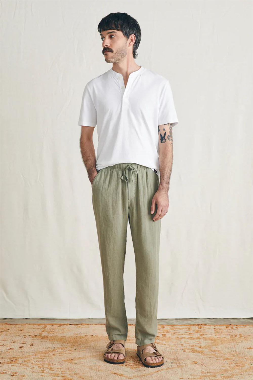 LINEN DRAWSTRING PANT Canyon Olive