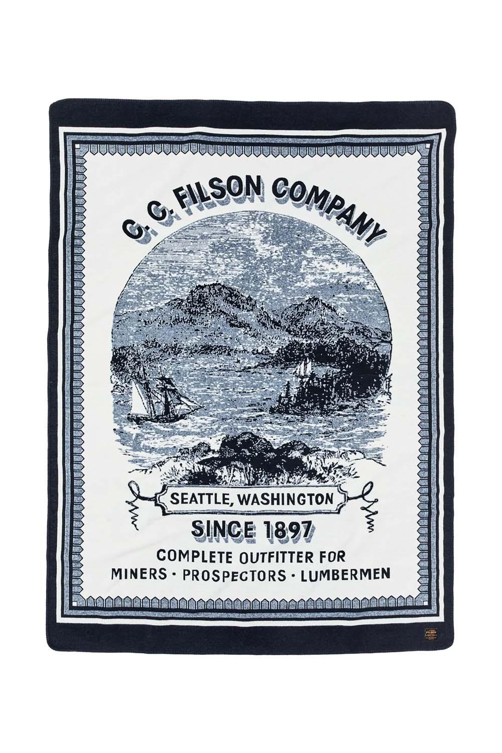 WOOL-BLEND BLANKET Navy/Mountain Sea