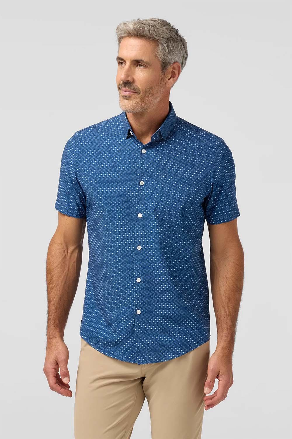 LEEWARD SS Midnight Navy Medallion Print