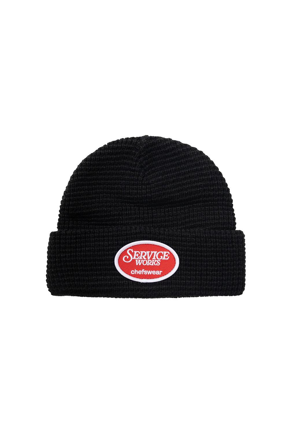 WAFFLE PATCH BEANIE Black