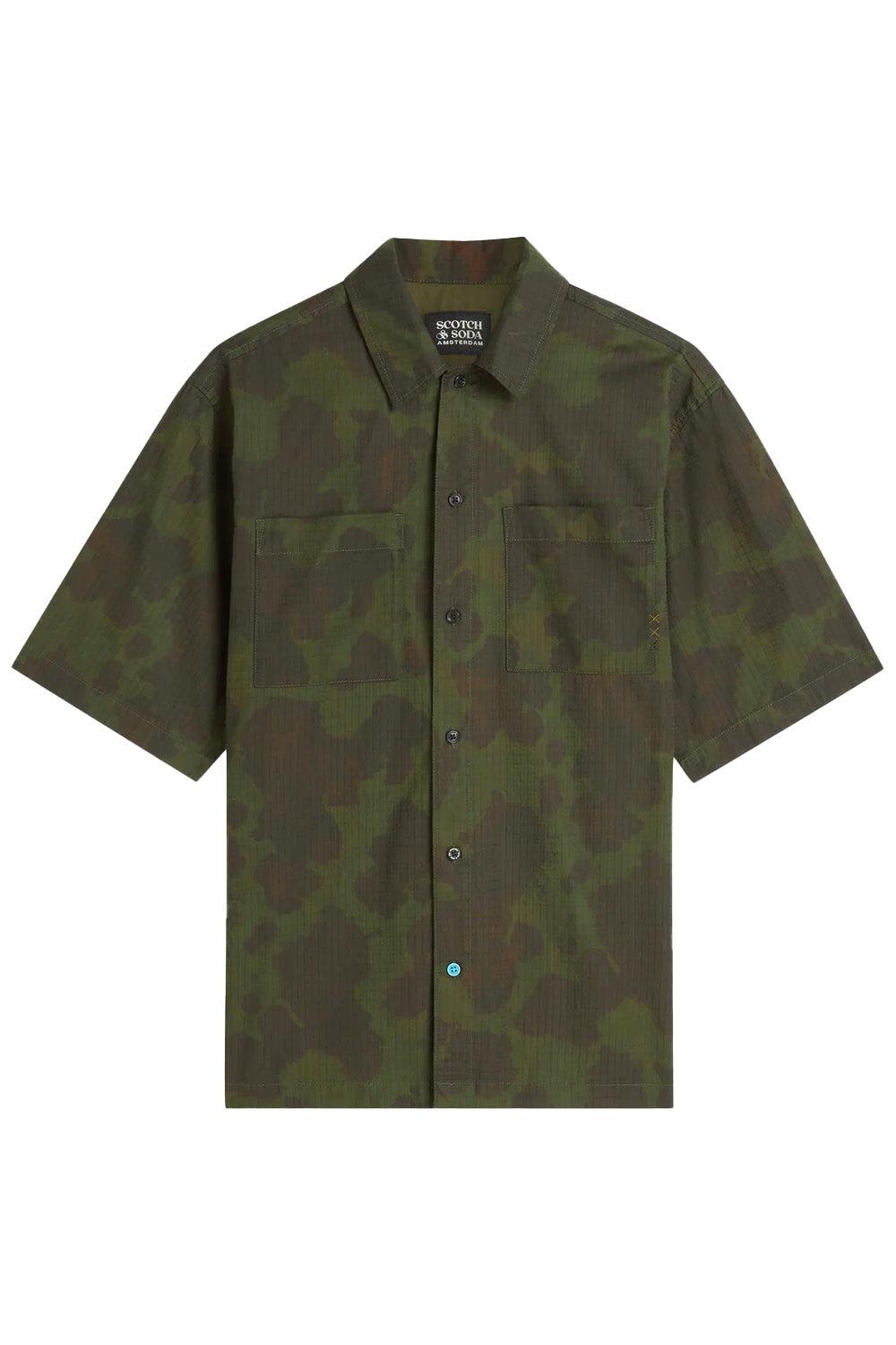 PRINTED RIPSTOP SHIRT Painterly Animal Olive Night