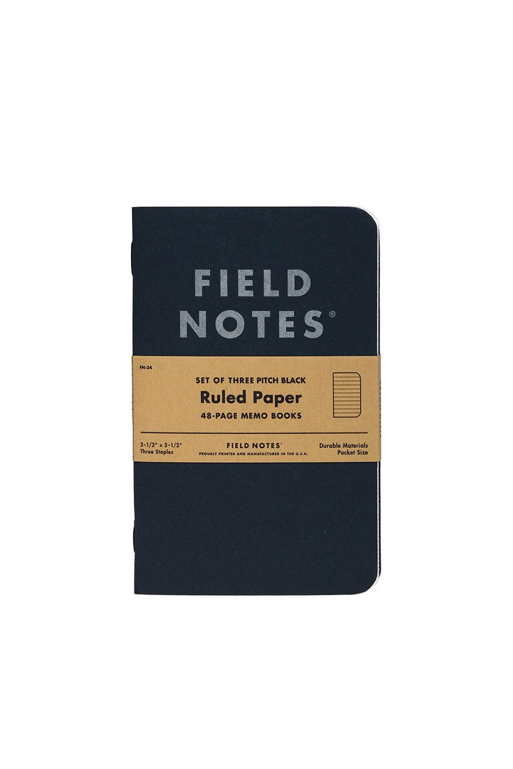 FIELD NOTES Pitch Black Memo 3-Pack Ruled