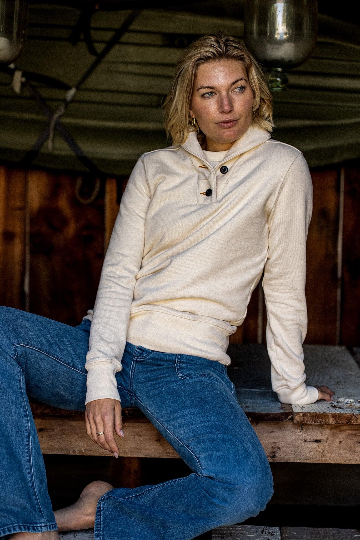 Women | Bodega Shawl Pullover | 14oz 100% Cotton French Terry - Natural