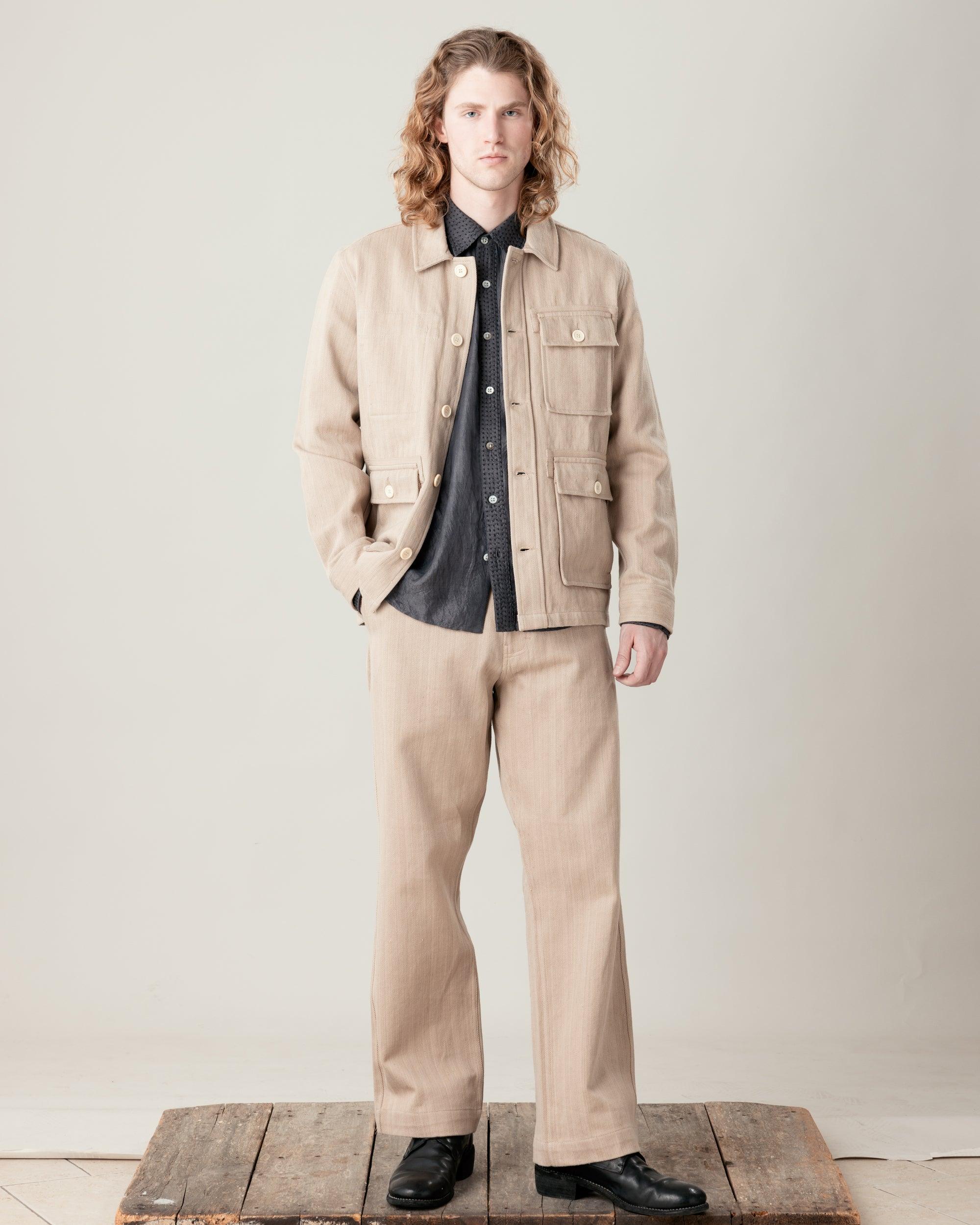 Tamal Pant Cotton Denim in Tea