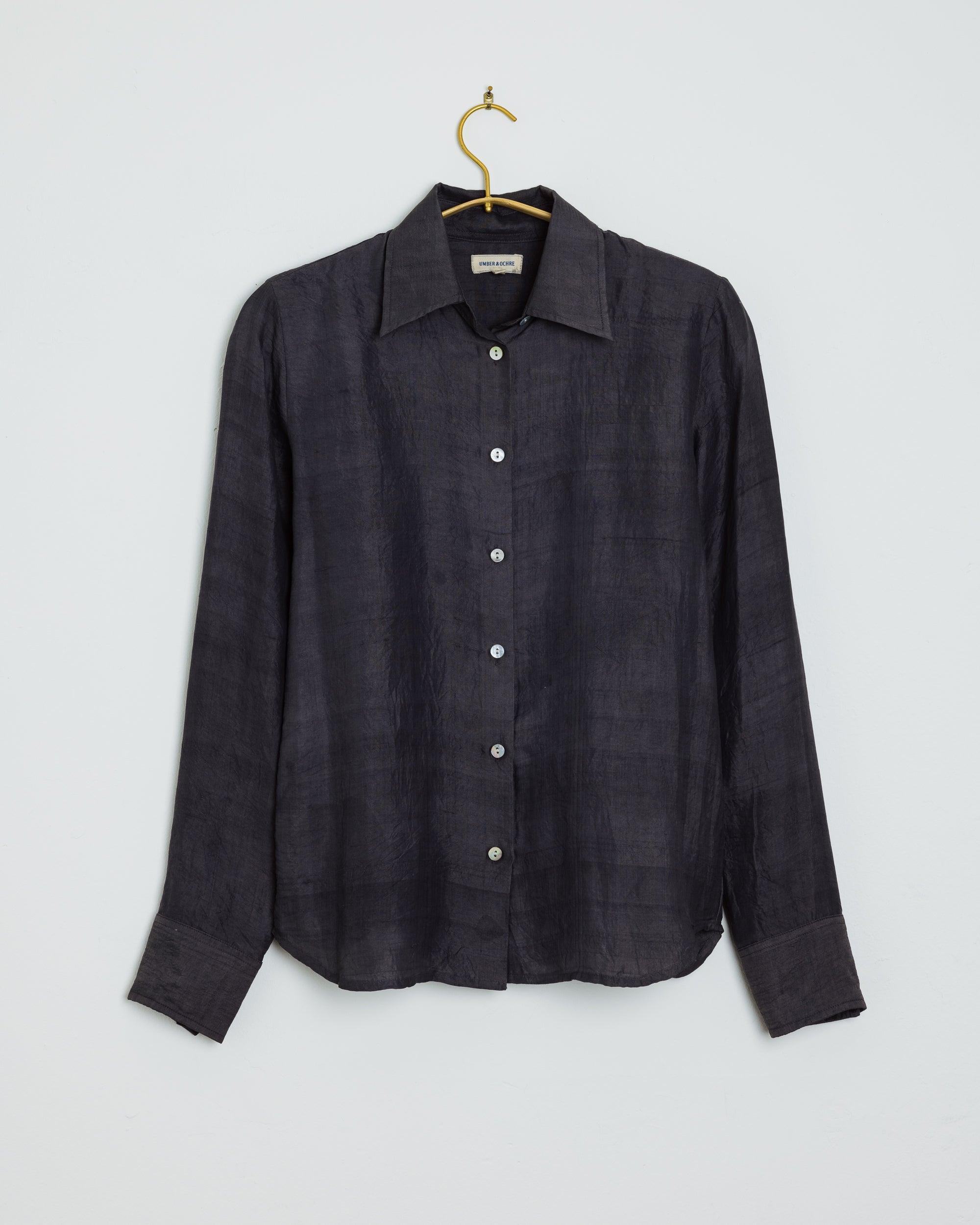 Tiya Slim Shirt - Silk in Charcoal