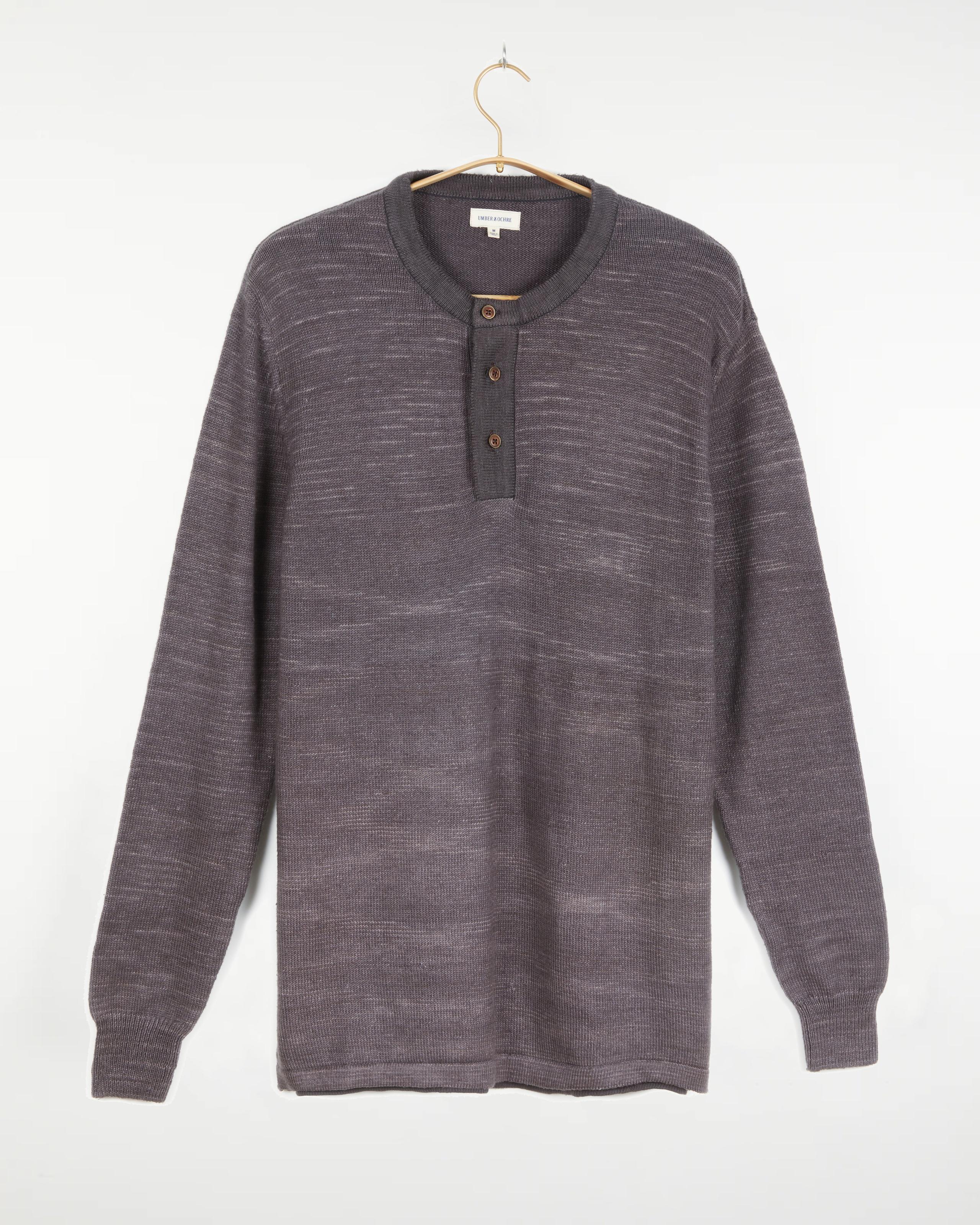 Bandhu Henley Flat Knit Sweater Coffee
