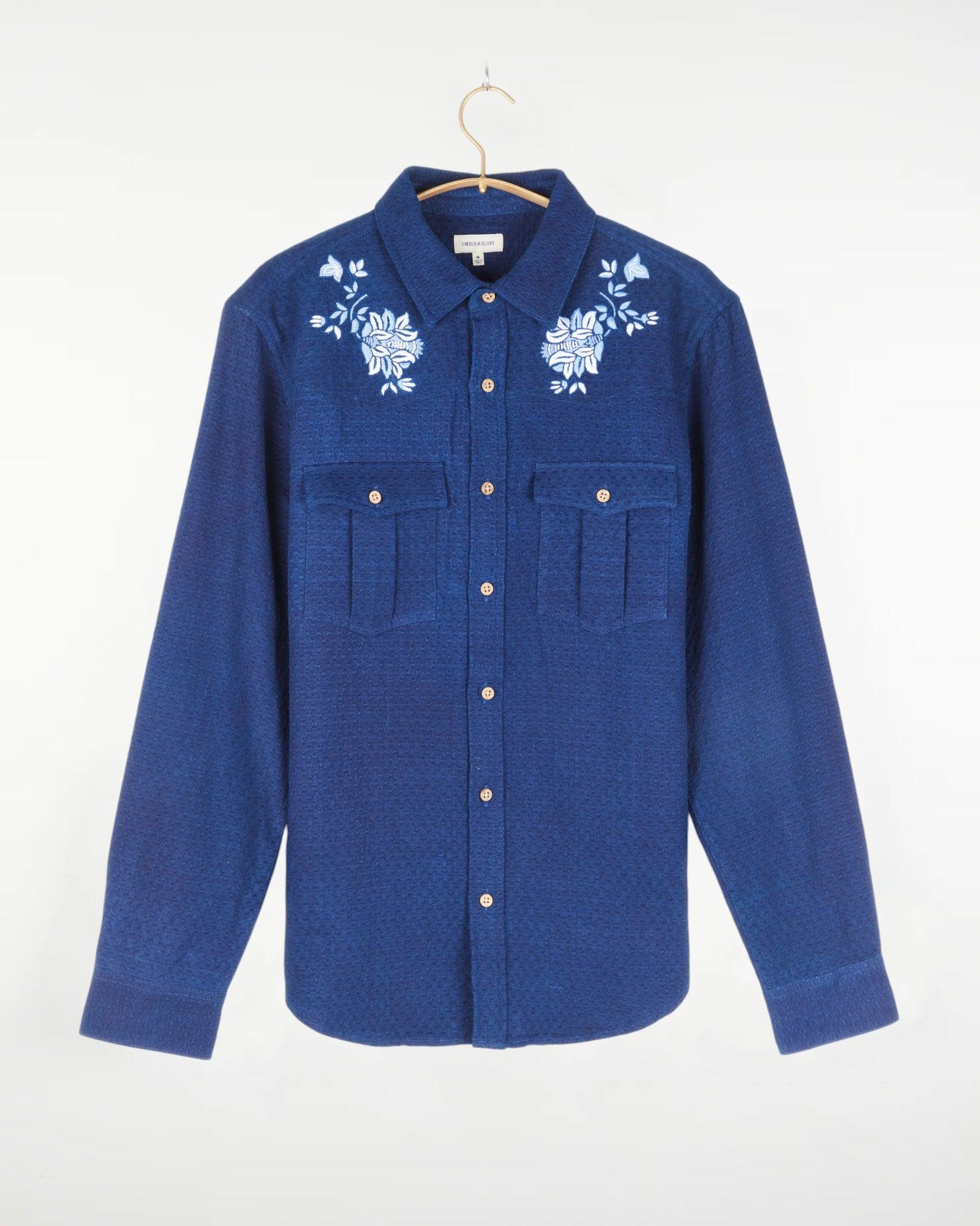 Kalpa Western Shirt Embroidered Indigo