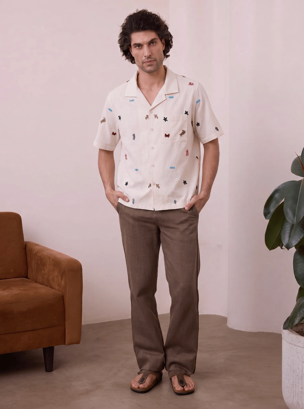 KHUSHI CAMP SHIRT - EMBROIDERY ON COASTAL