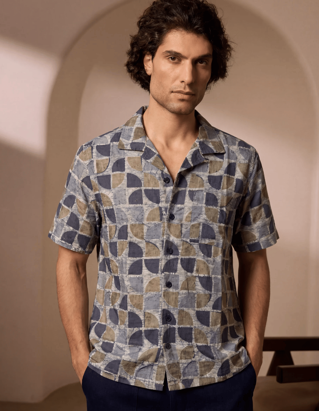 KHUSHI CAMP SHIRT - BROKEN CIRCLE IN SILK