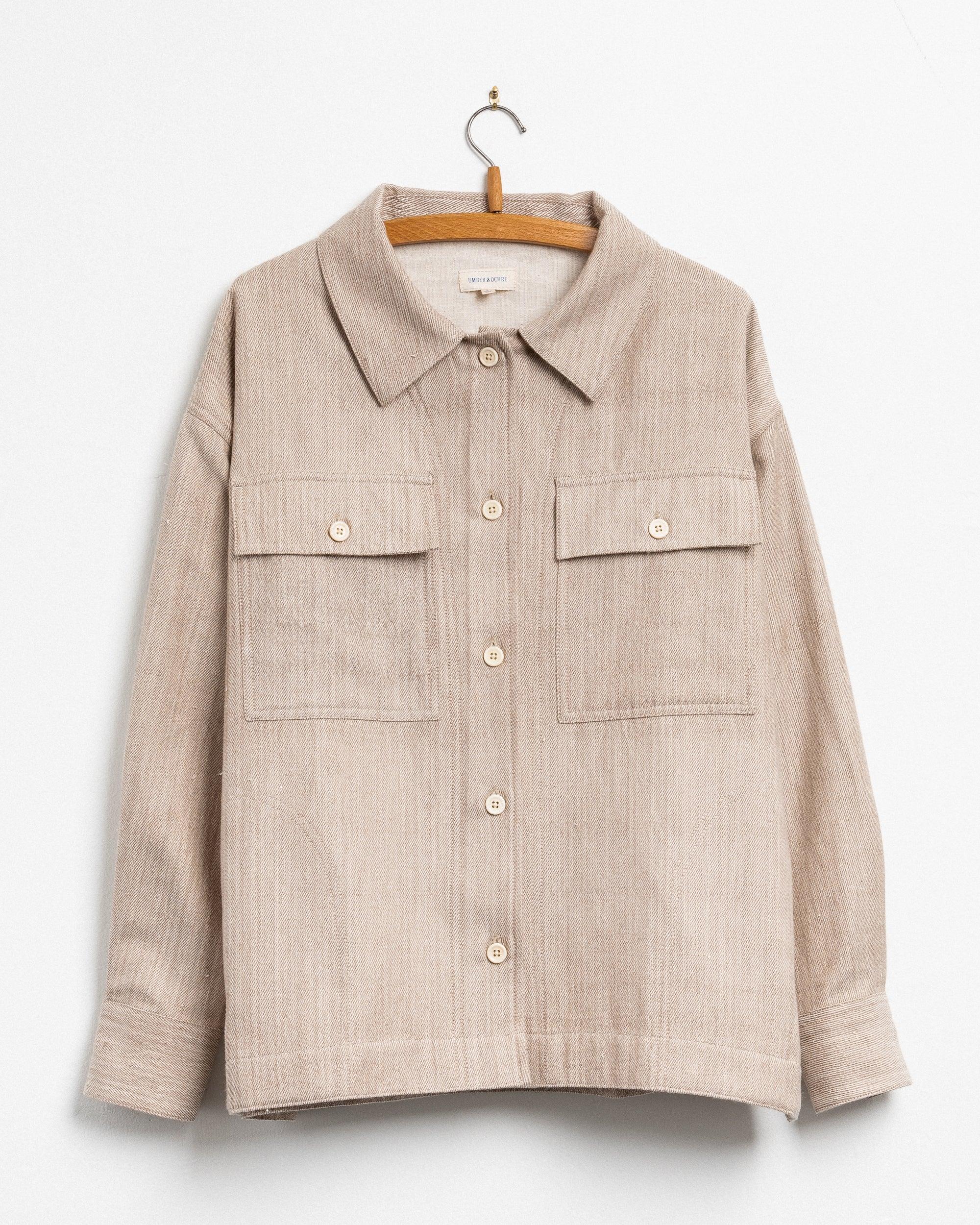 Rasha Overshirt Jacket in Beige Cotton Wool