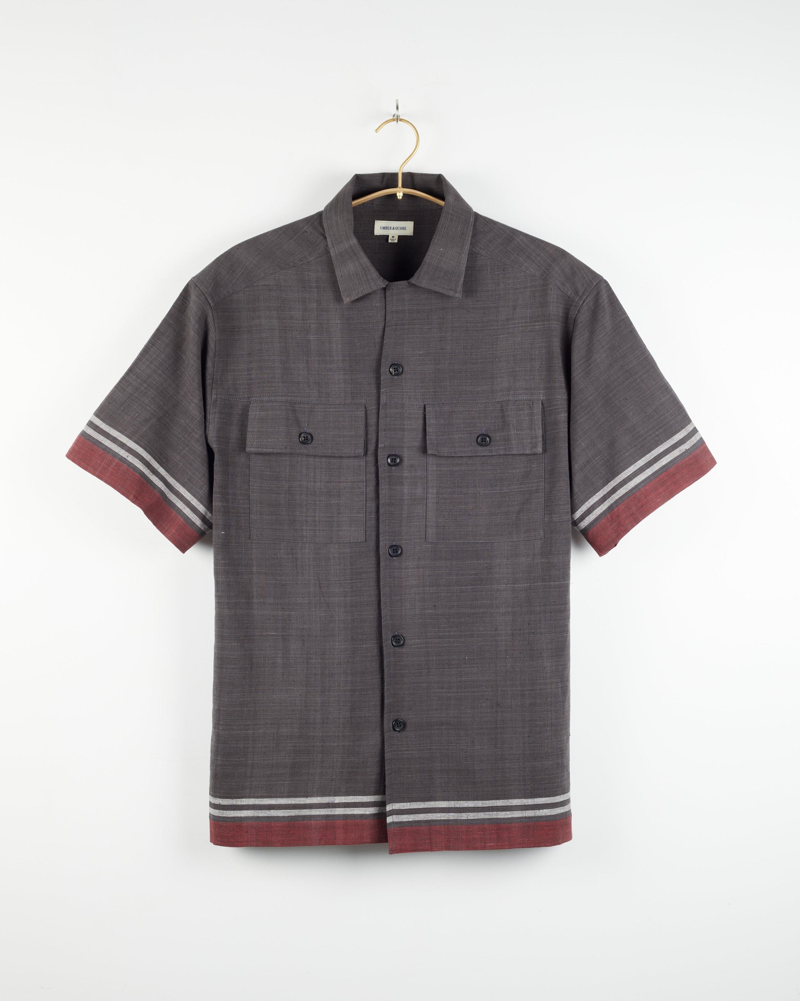 Harshil 2 Pocket Shirt in Tipping Stripe Border Granite