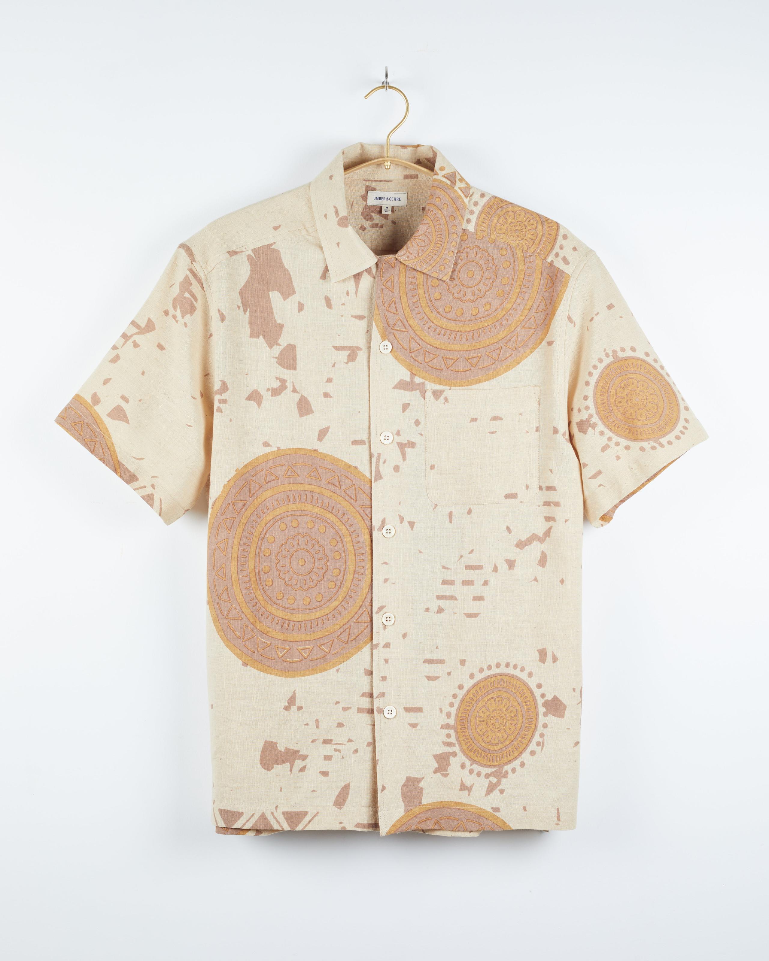 Khushi Camp Shirt in Mandala Print Sand