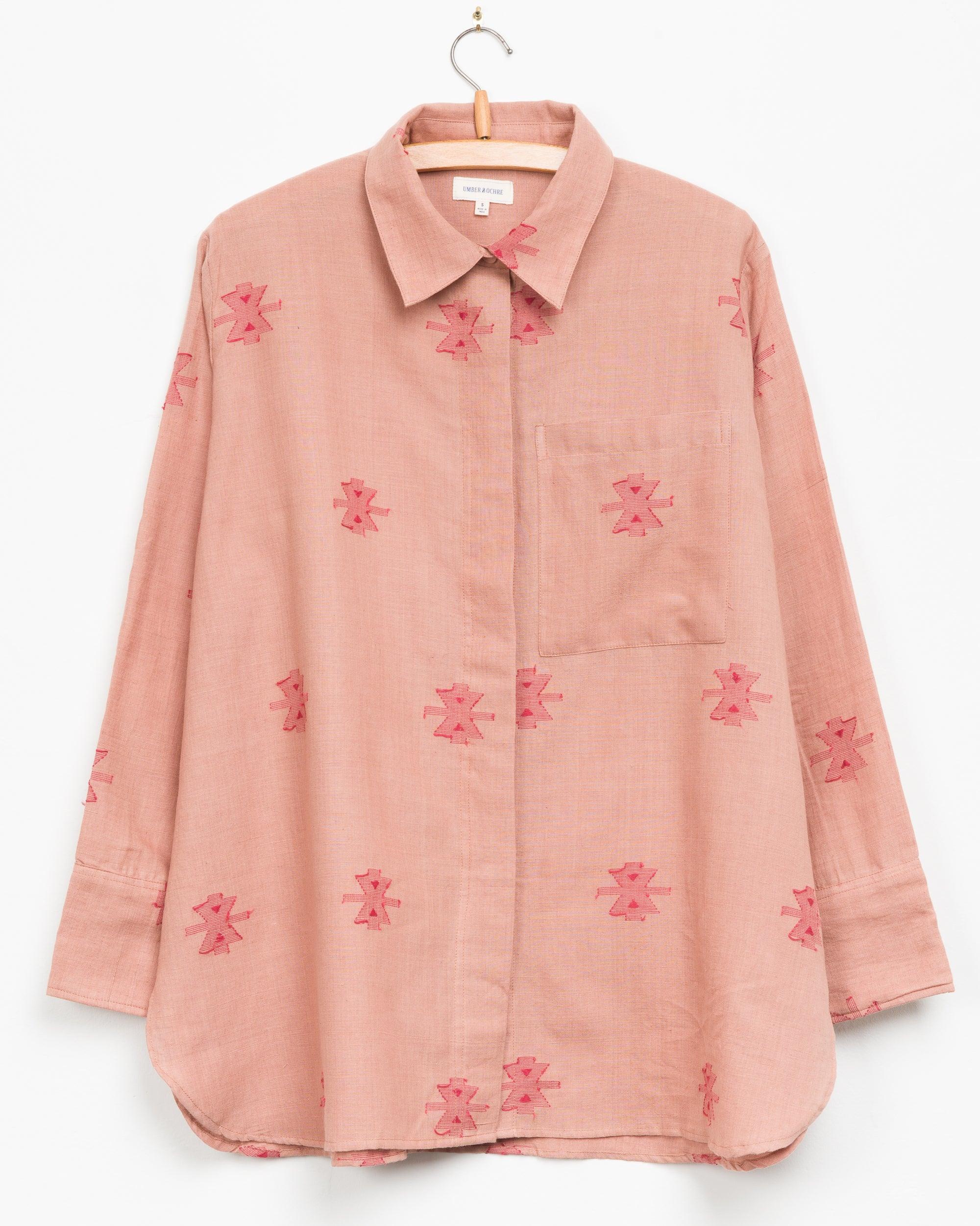 Mitra Shirt in Pink Jamdani