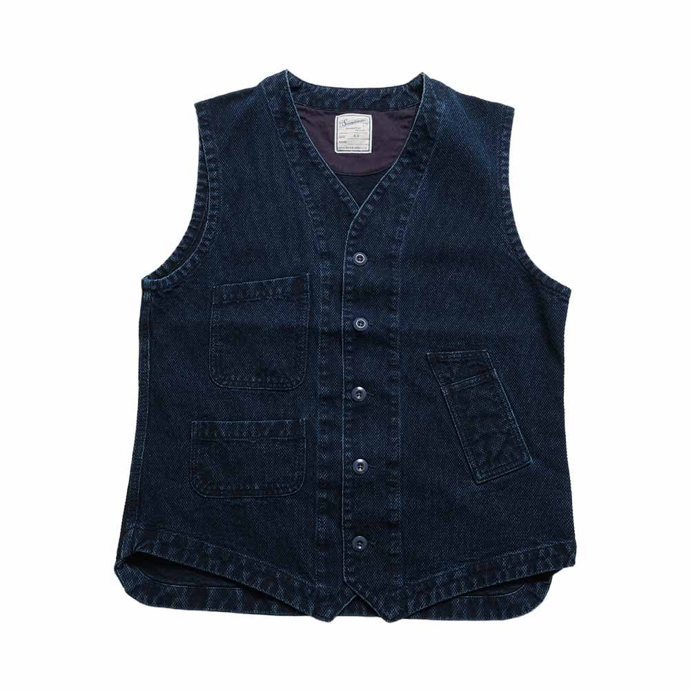 Working Waist Coat - Marcy - Indigo Dyed SASHIKO - 3760-655C