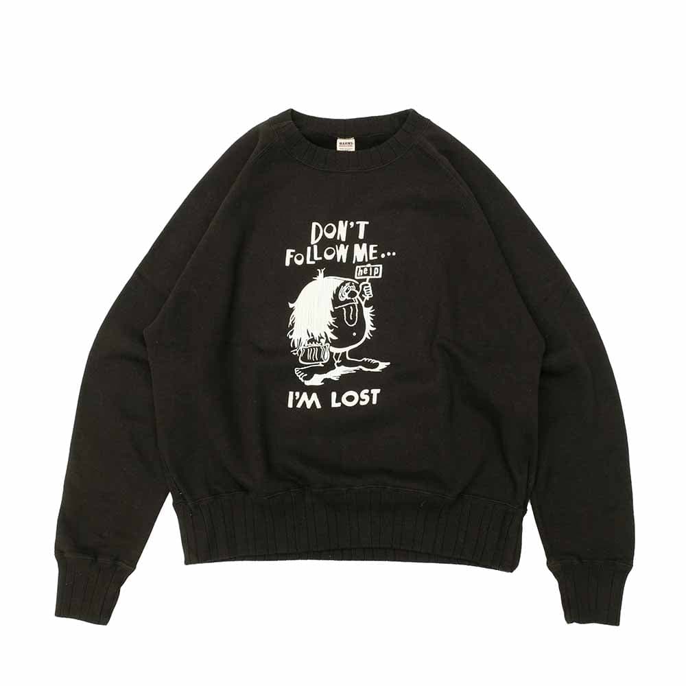 Azuma Drop Needle Ribbed Crew Neck Print Sweatshirt - I'M LOST - BR-25437