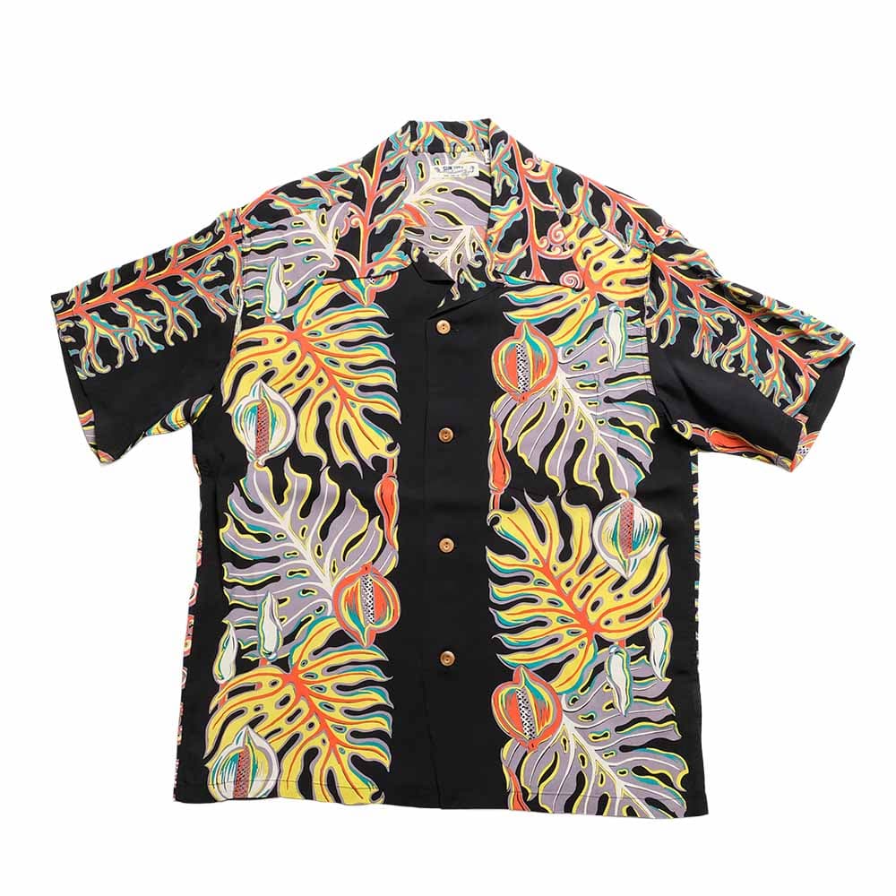 S/S RAYON HAWAIIAN SHIRT - MONSTERA BORDER - SS39622