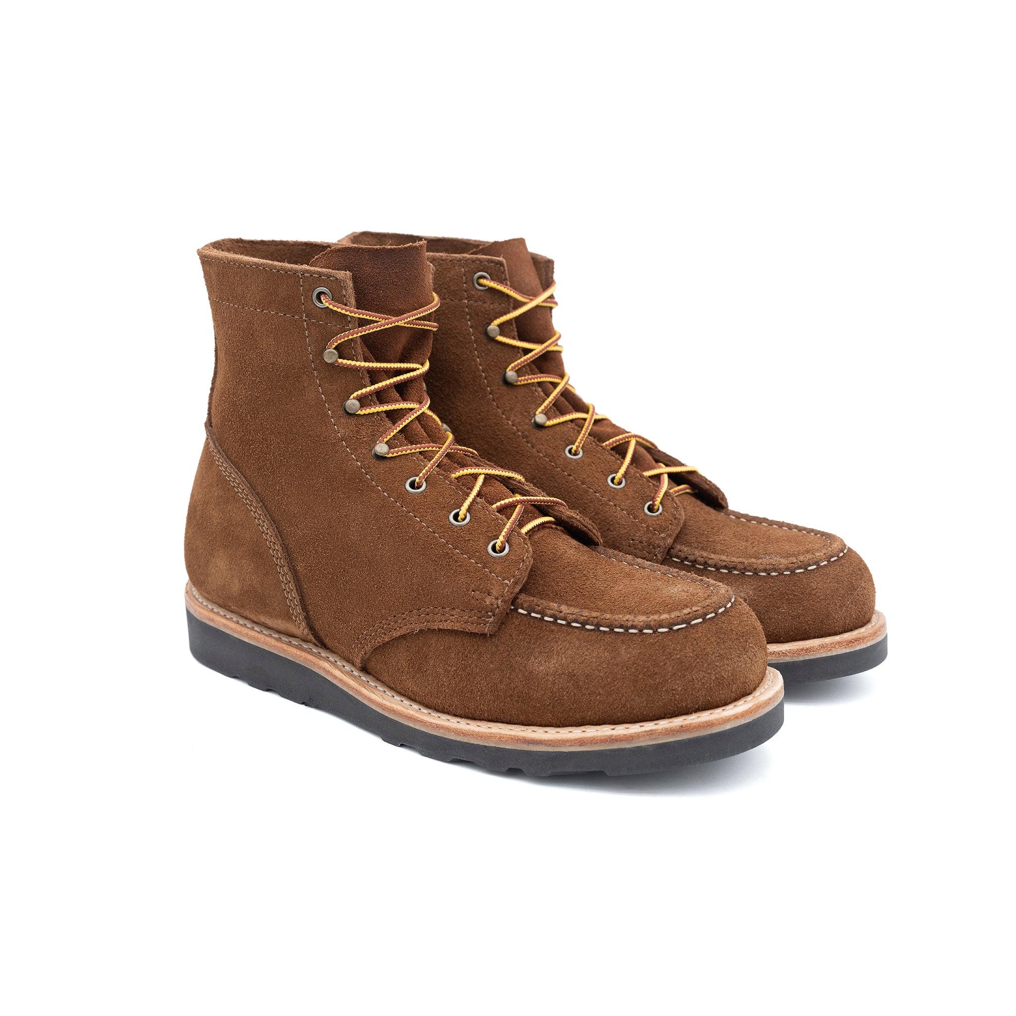 6" Moc Toe - Brown Rough Out on Black Wedge