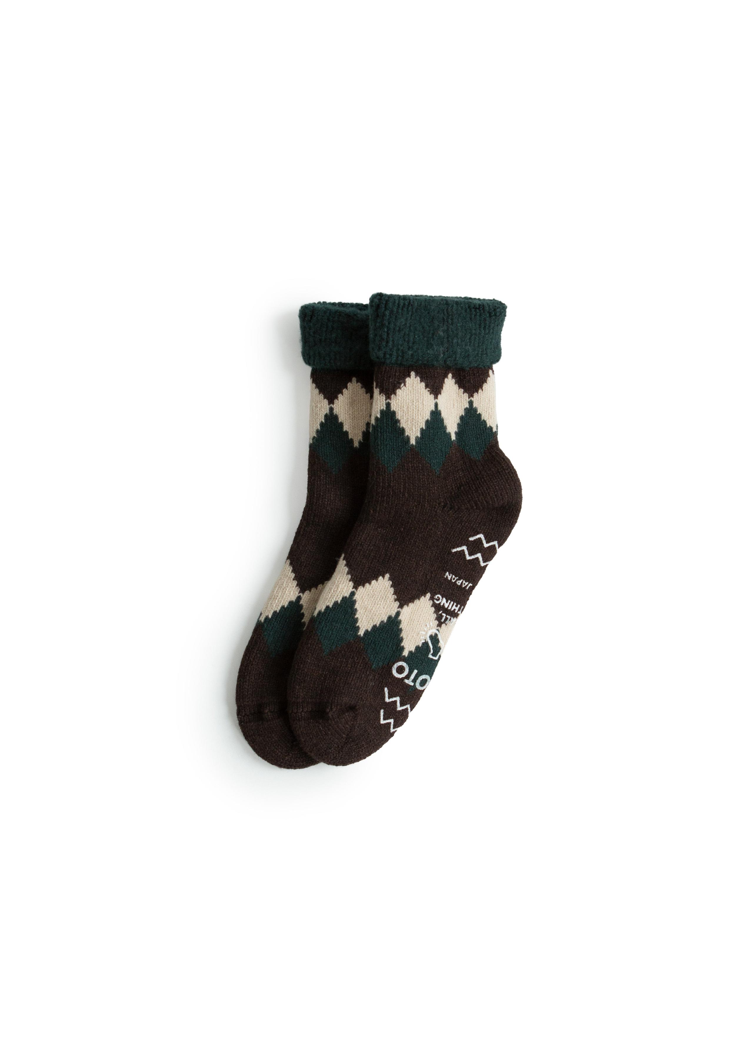 Comfy Room Socks "Diamond" - Forest/Brown