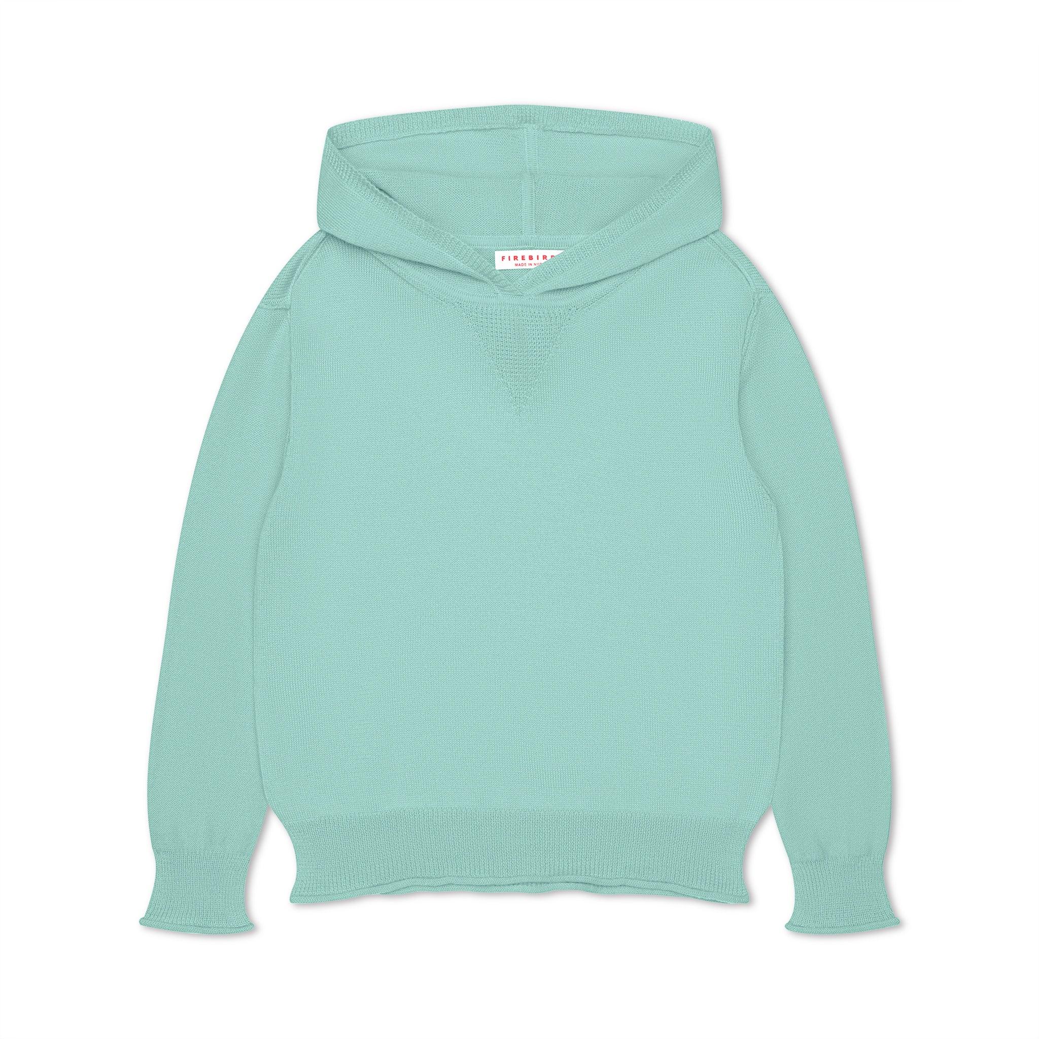 Cotton Cashmere Hoodie Sweater (Sea Glass Blue)