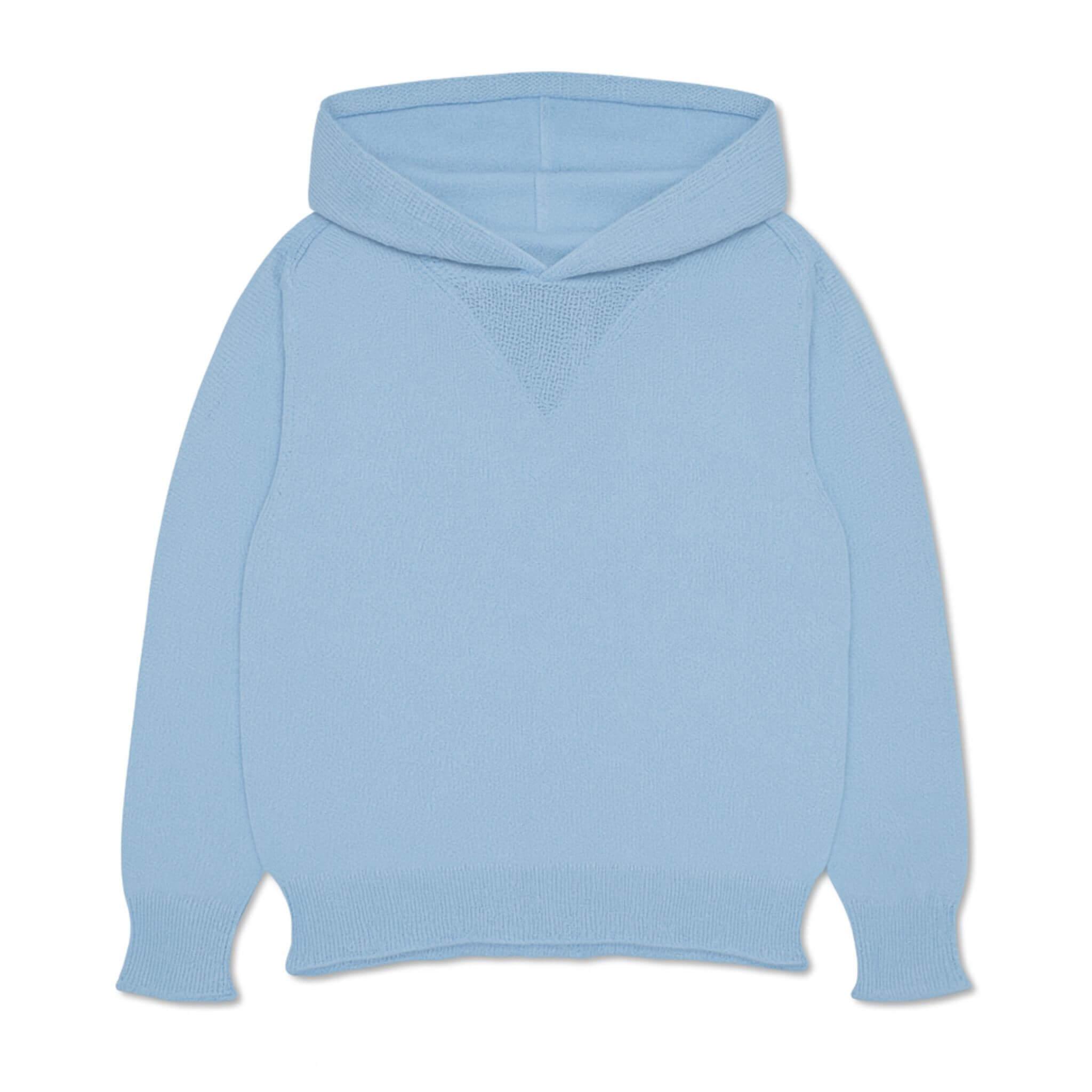 Cotton Cashmere Hoodie Sweater (Blue)