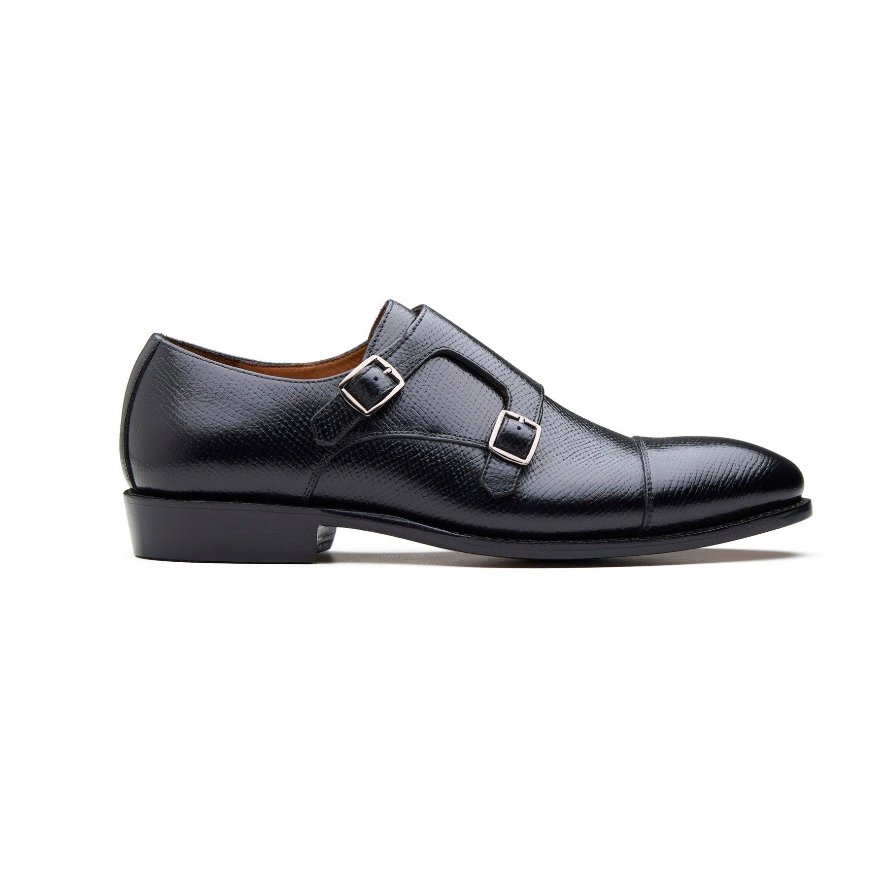 Arnold, Double Monk Strap - Black Hatch-grain | New Age