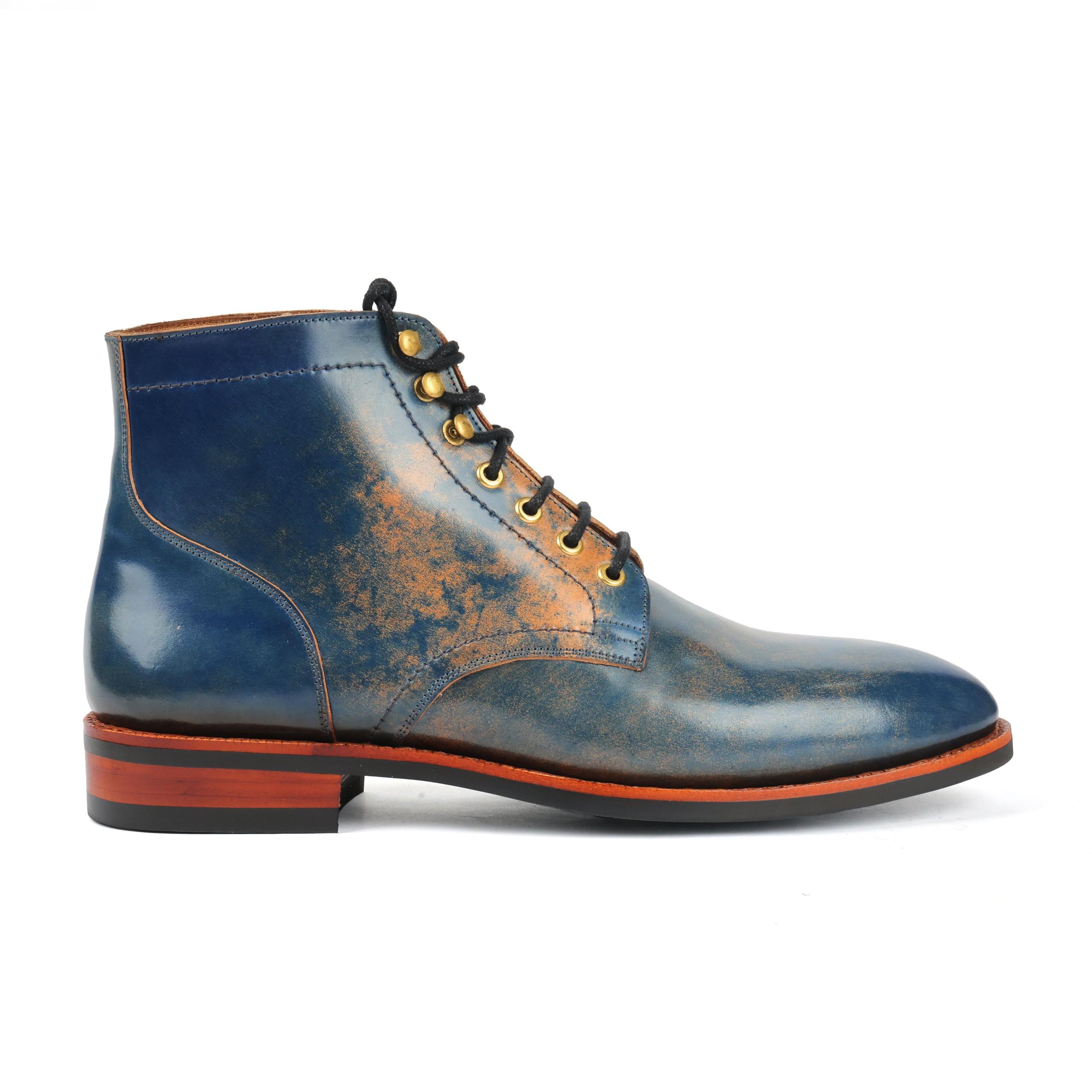 Ocean, Hand Welted Boot - Shell Cordovan Marble Blue |Cordovan Series
