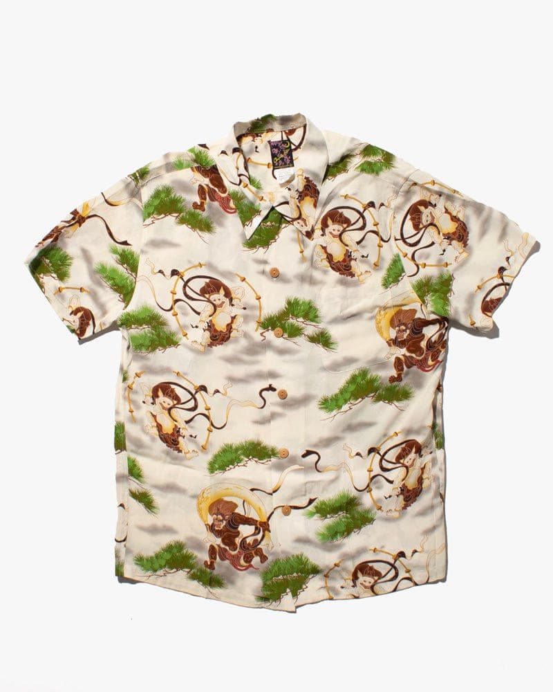 Shirt, Aloha Short Sleeve, Oniwa Soto Brand, Fujin and Raijin - LL