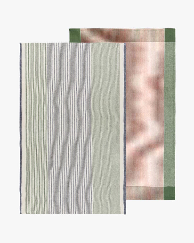 , Jade Green Array Stripe Dishtowel, Set of 2