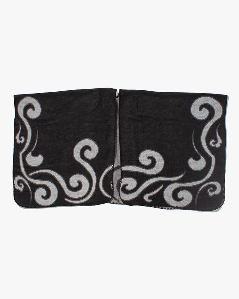 Poncho, Black and Light Grey Swirl