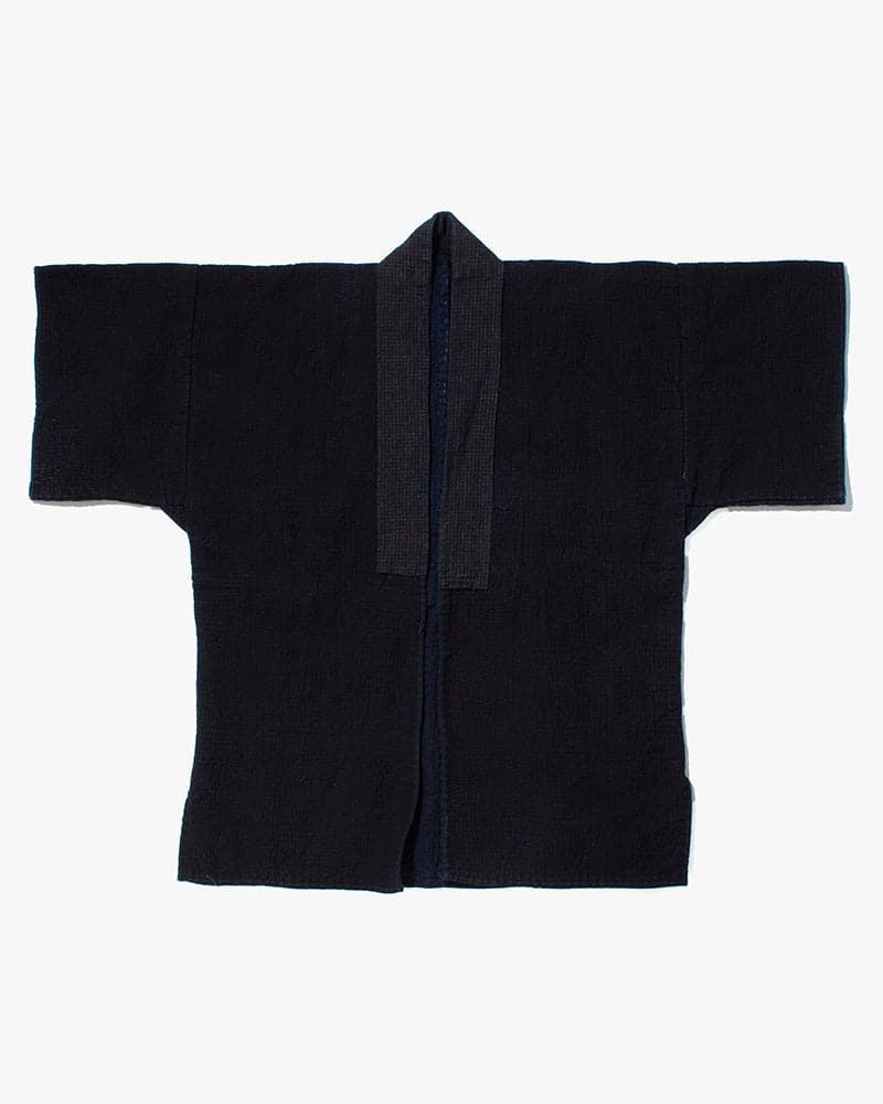 Vintage Noragi Jacket, Fully Sashiko Stitched, Indigo with Grid Collar