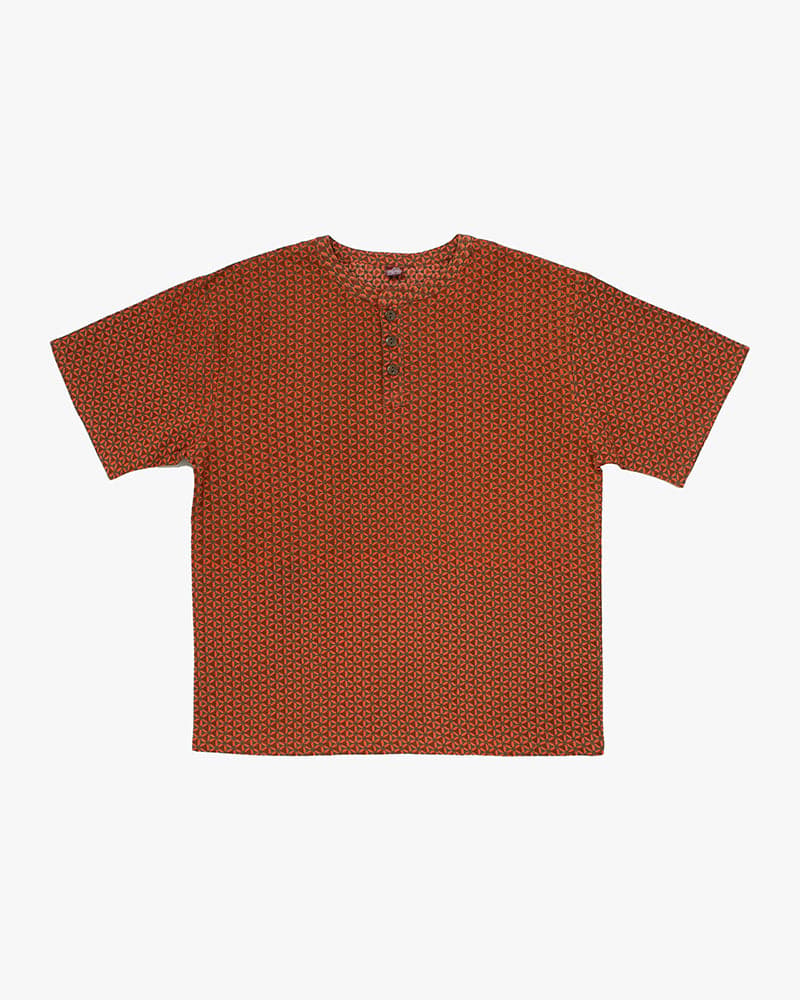 , Short Sleeve Button Up Tunic, Orange