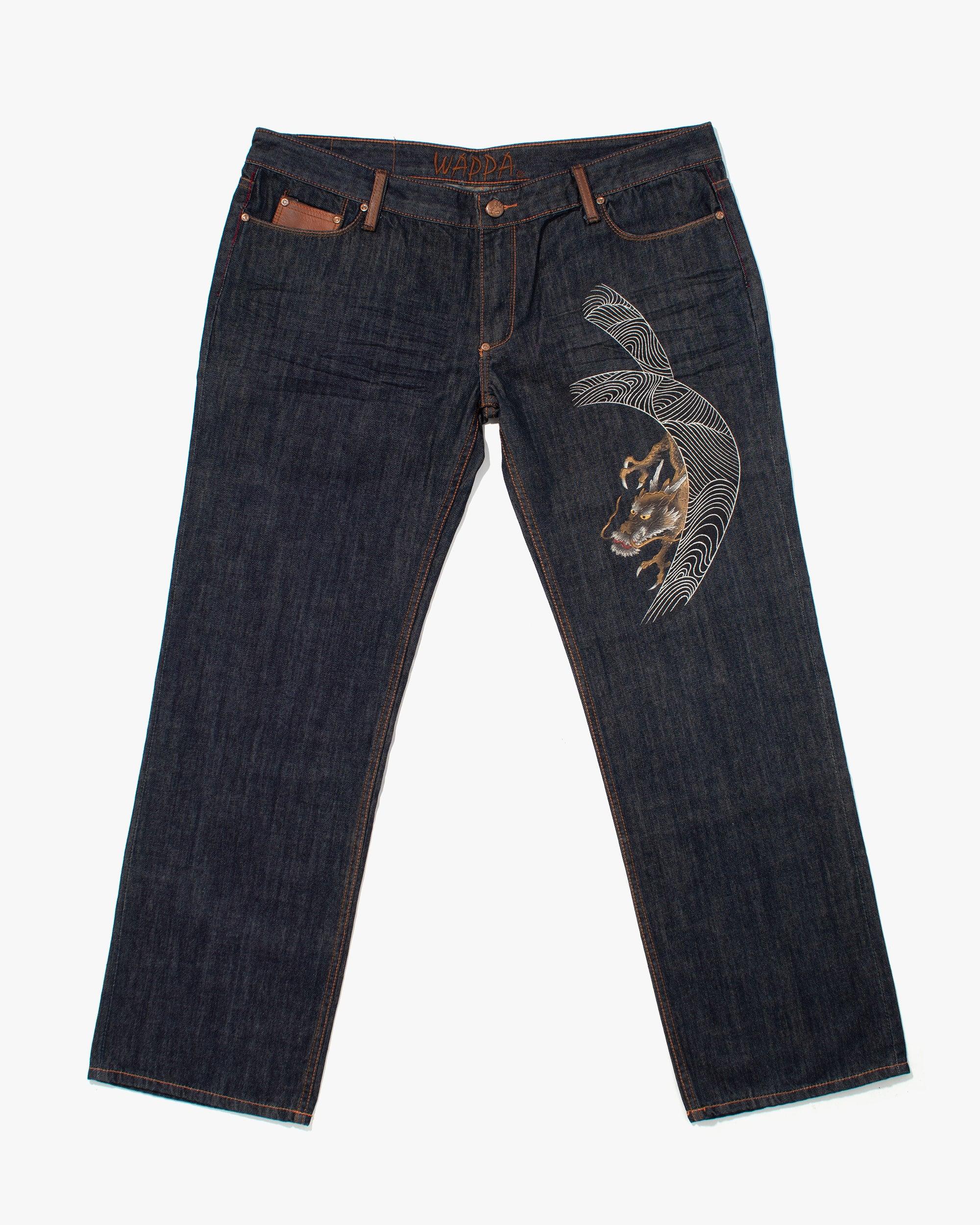 Denim Jeans, Kyoto Wappa, Bronze Painted Dragon - 42"