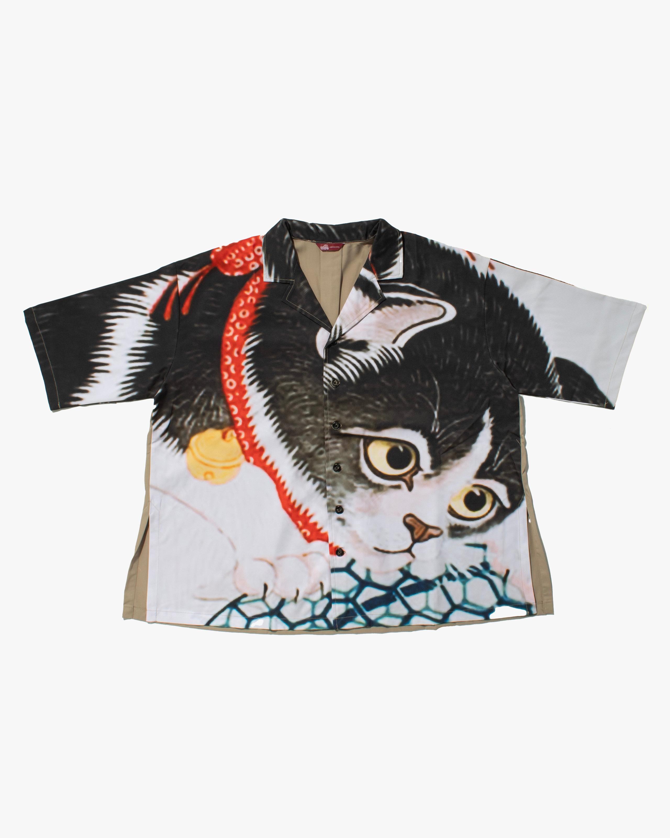 Short Sleeve Button Up Shirt, Be Neko