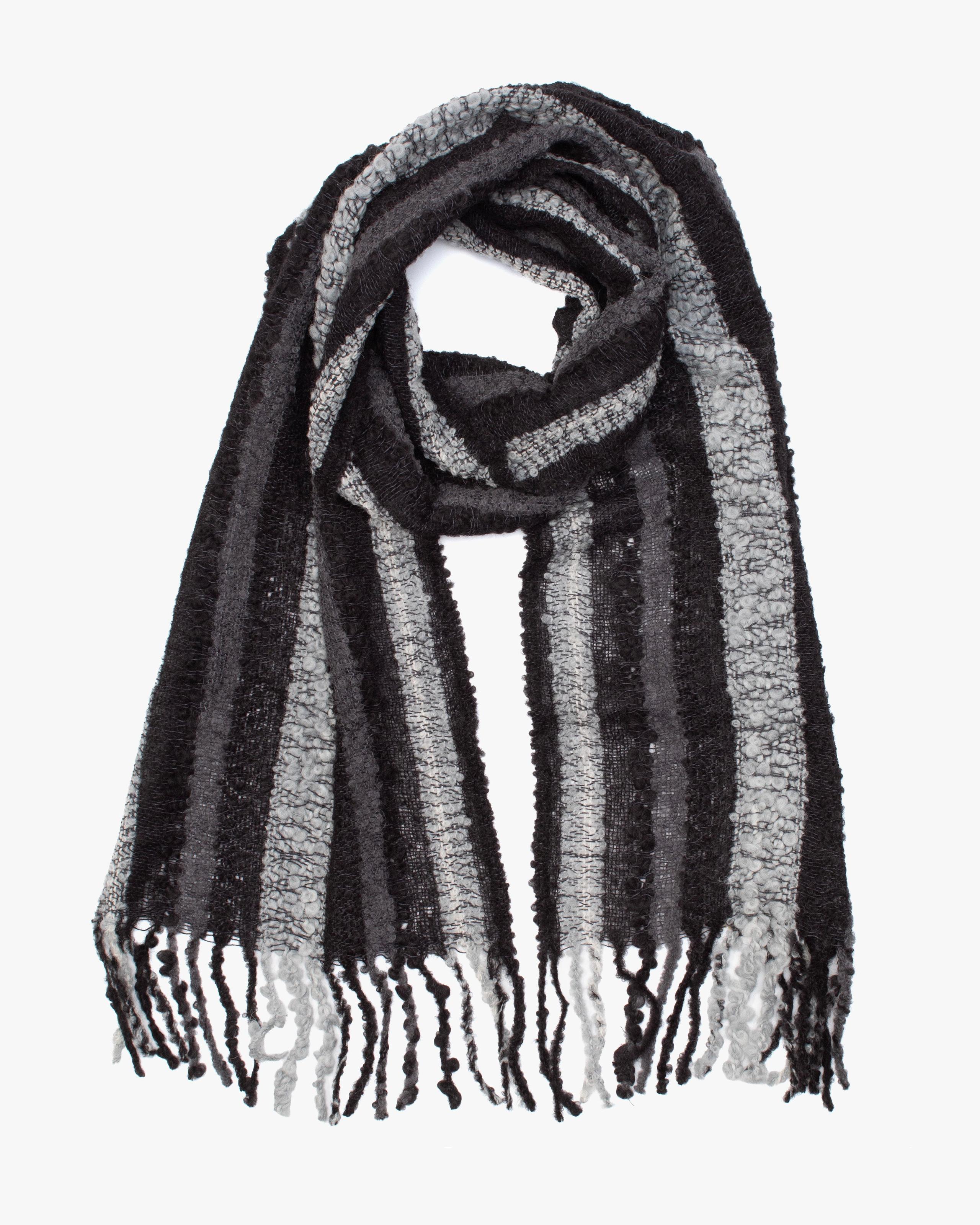 Shupaca Alpaca, Fringe Boucle Scarf, Charcoal