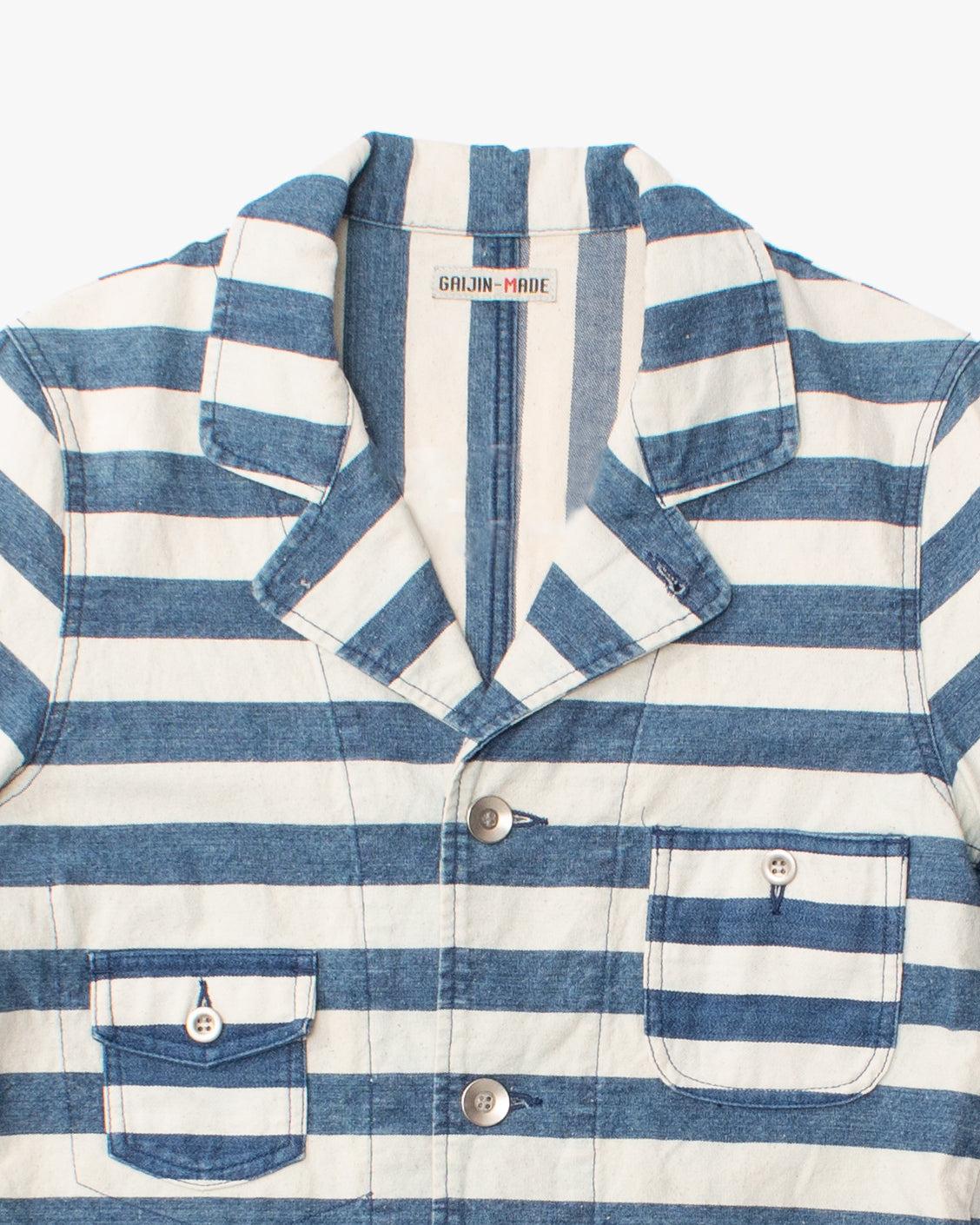 Shirt, M, Gaijin Made, Blue and White Striped