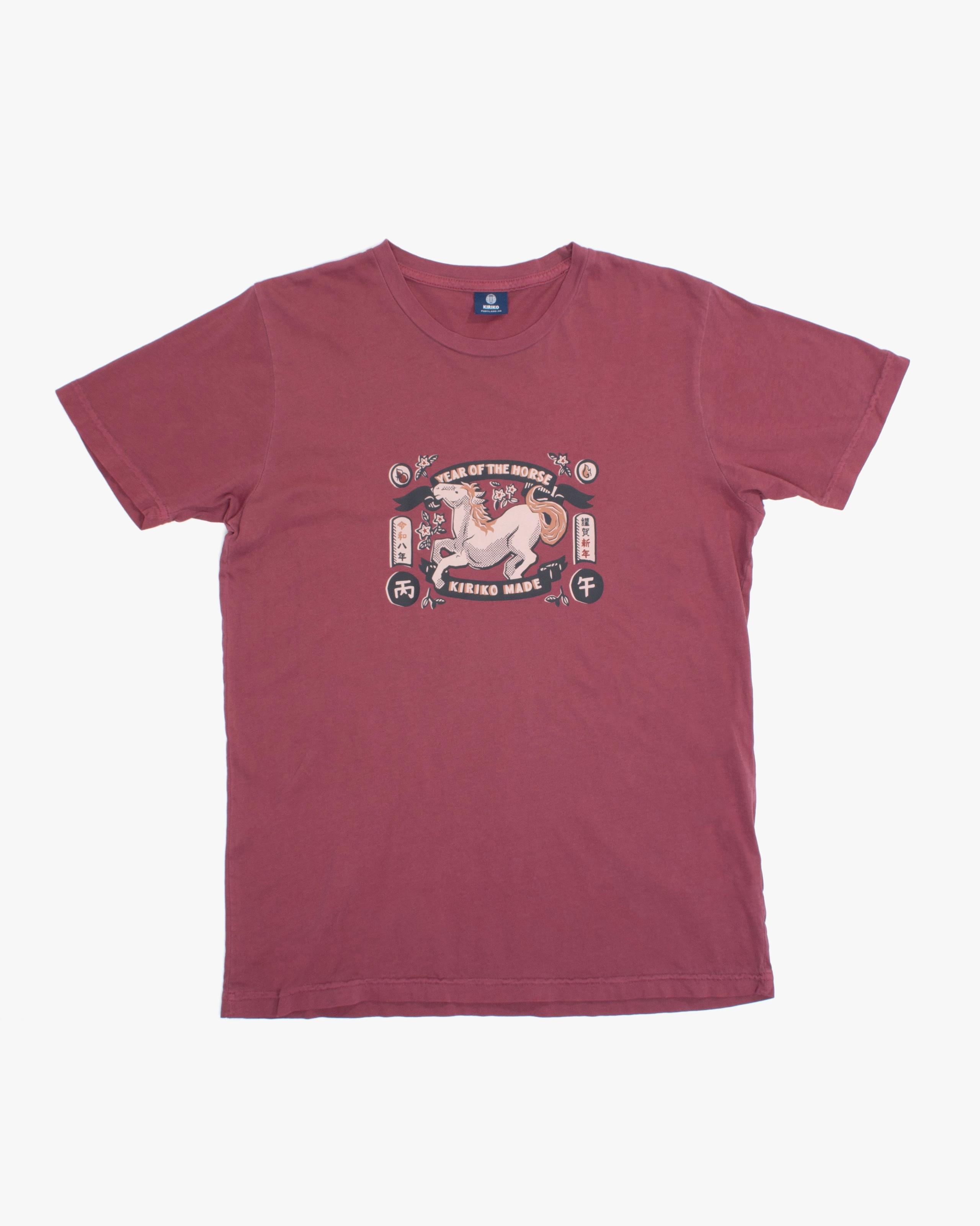 Kiriko Original Tee, 6 oz. Cotton, Pink with Year of the Horse