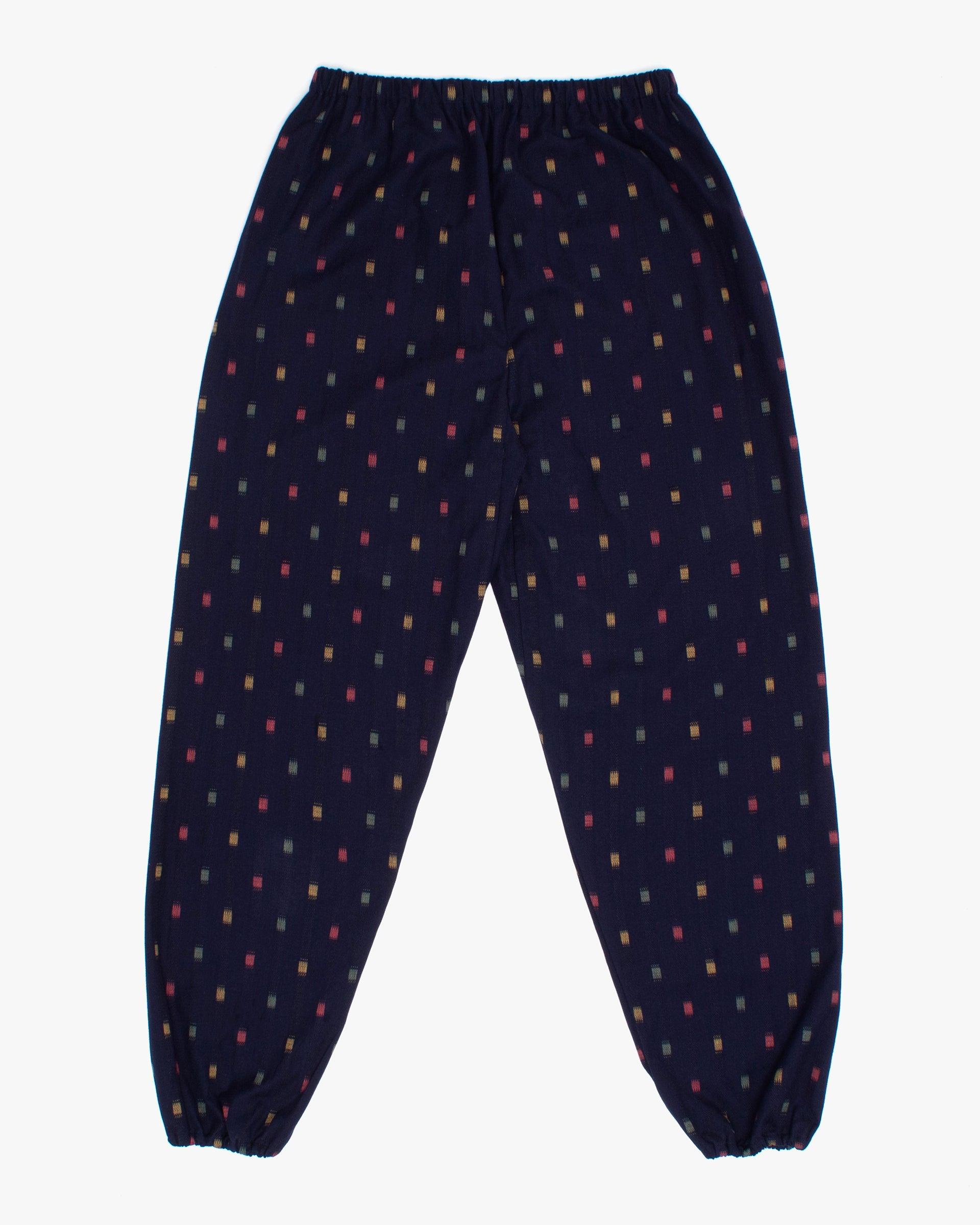 Monpe Pants, Women's, Indigo with Green, Yellow, and Red Blocks