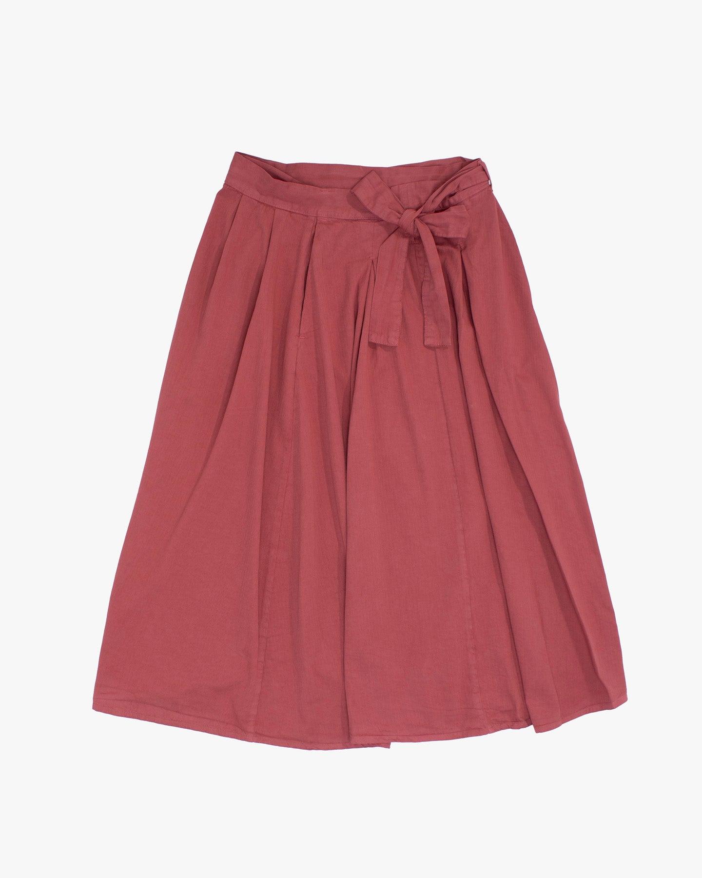 Wrap Skirt, Kyu, Red Wine Herringbone