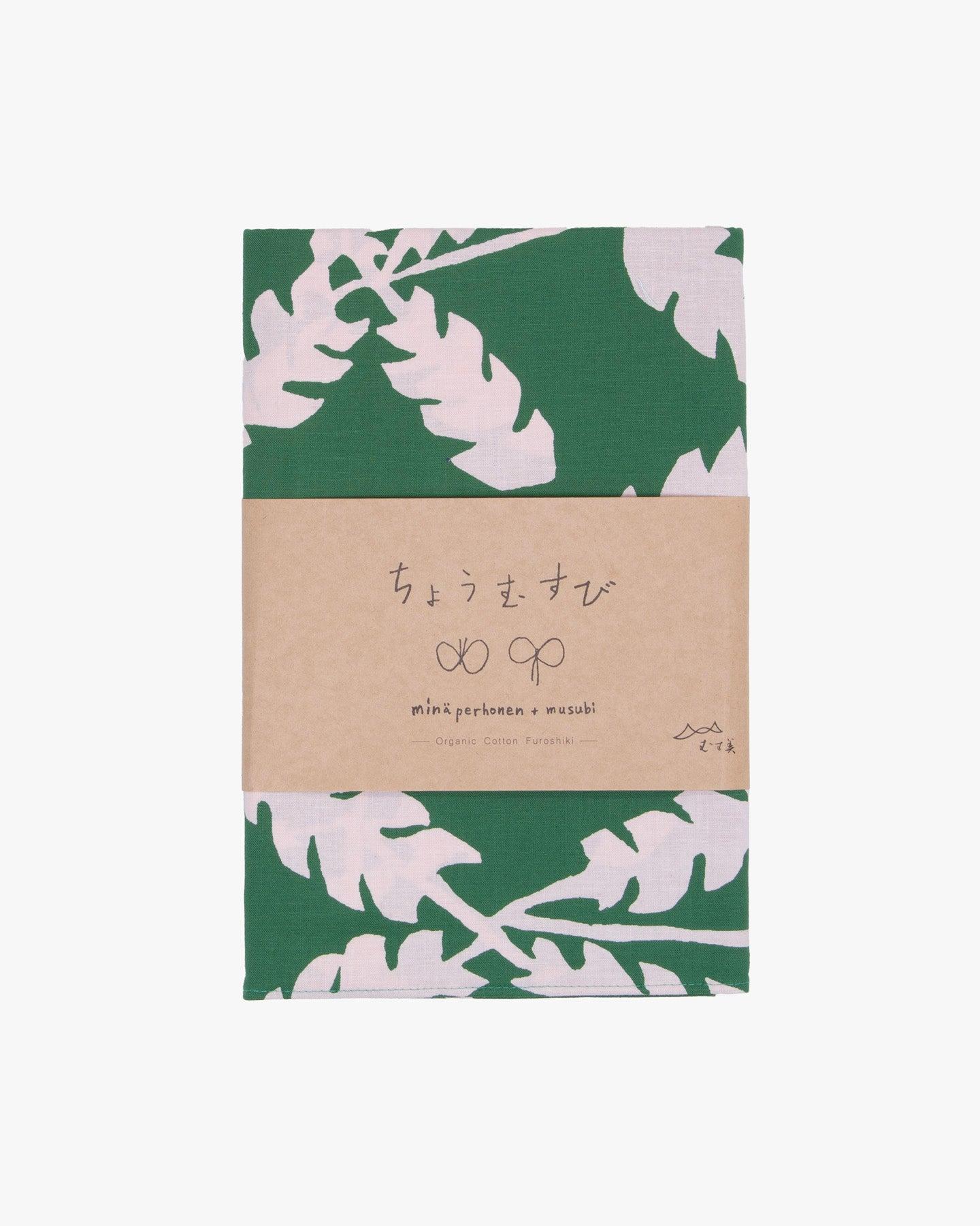 , Organic Cotton, Minäperhonen + musubi, Green 39.5" x 39.5"