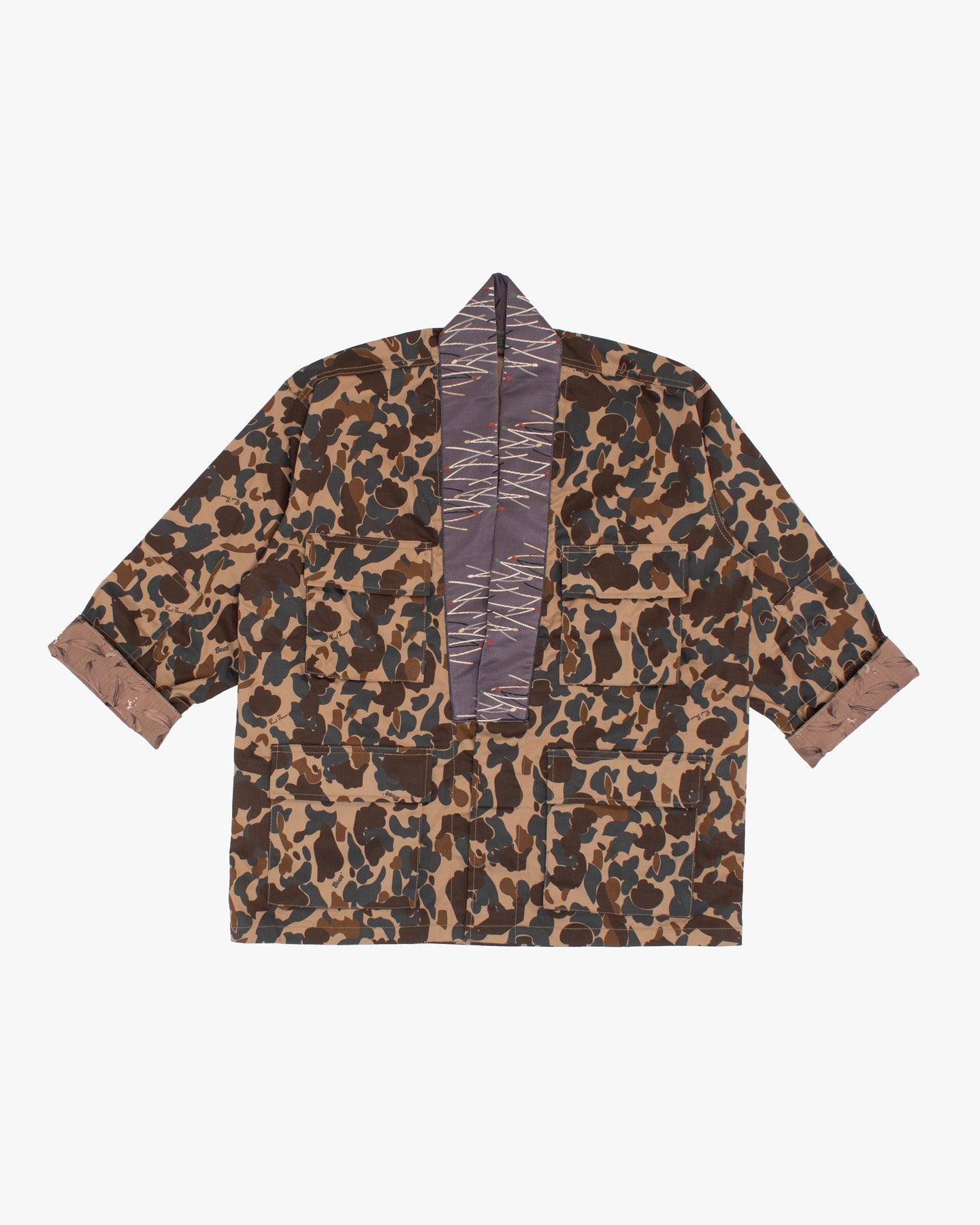Kiriko Custom Military Jacket, Camo Patched, Purple Trim