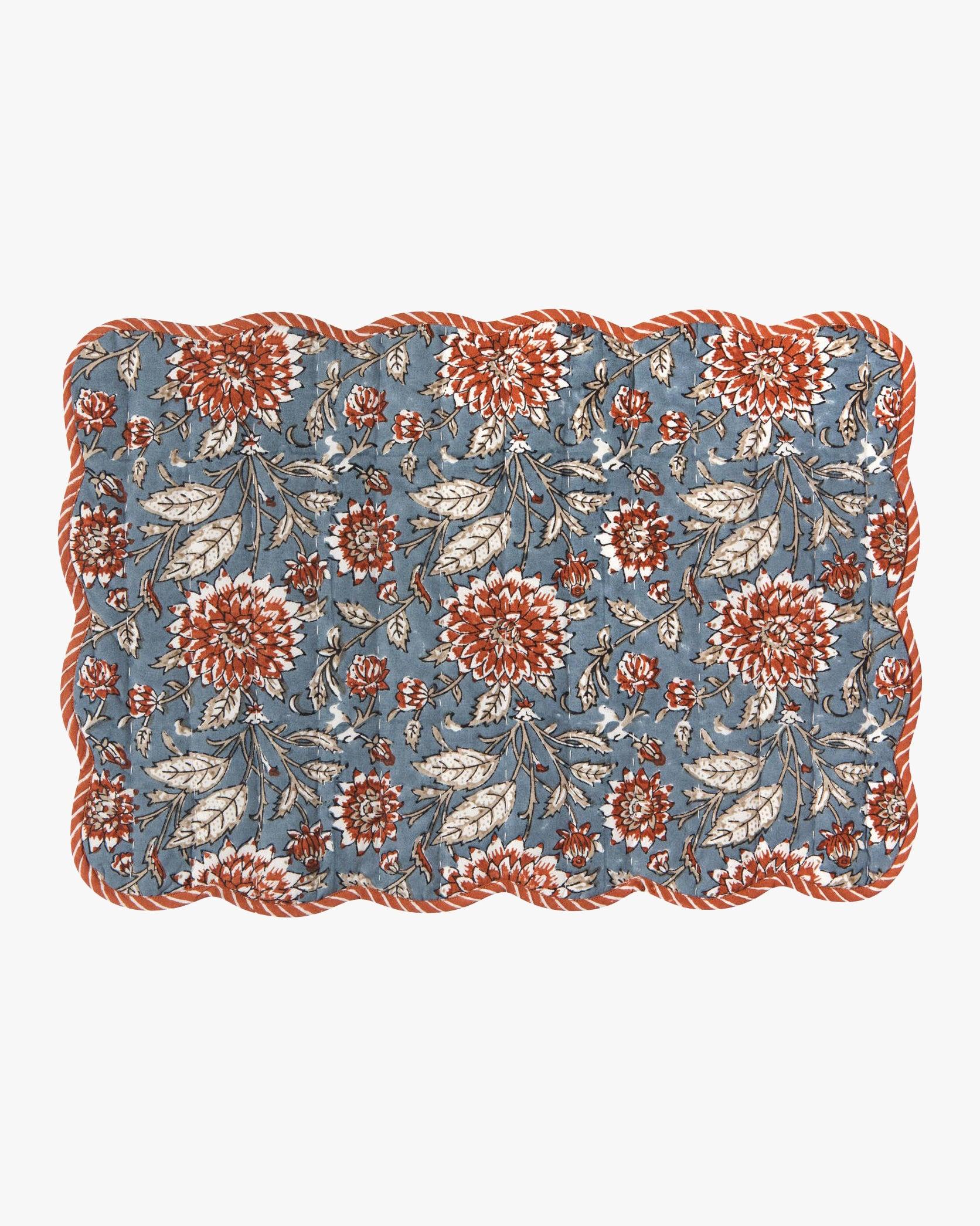 , Kantha Placemat, Dahlia Block Print