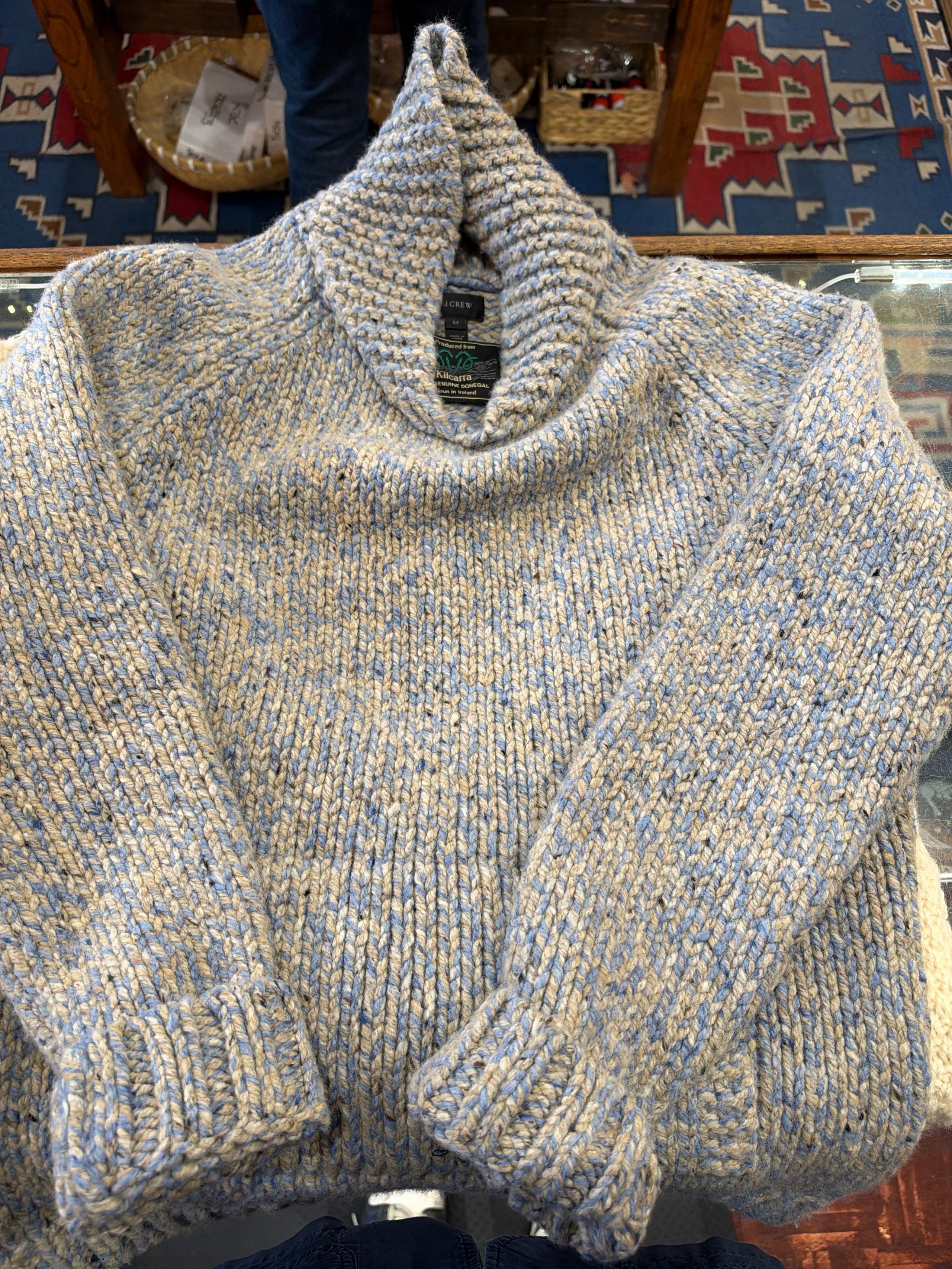 U.S. Vintage Sweater, M, J Crew/Kilcarra, Blue and Grey Wool Sweater