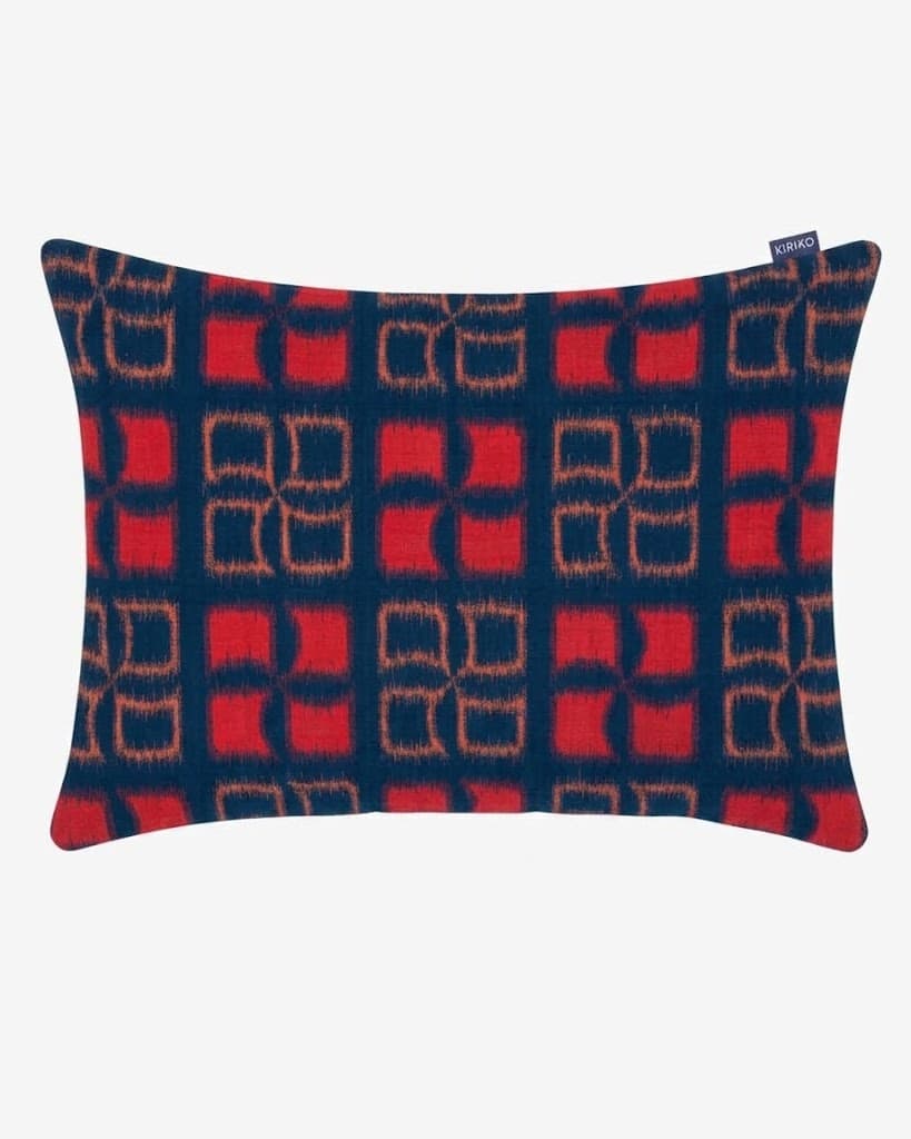 Kiriko Original Pillow, Navy with Red Kasuri