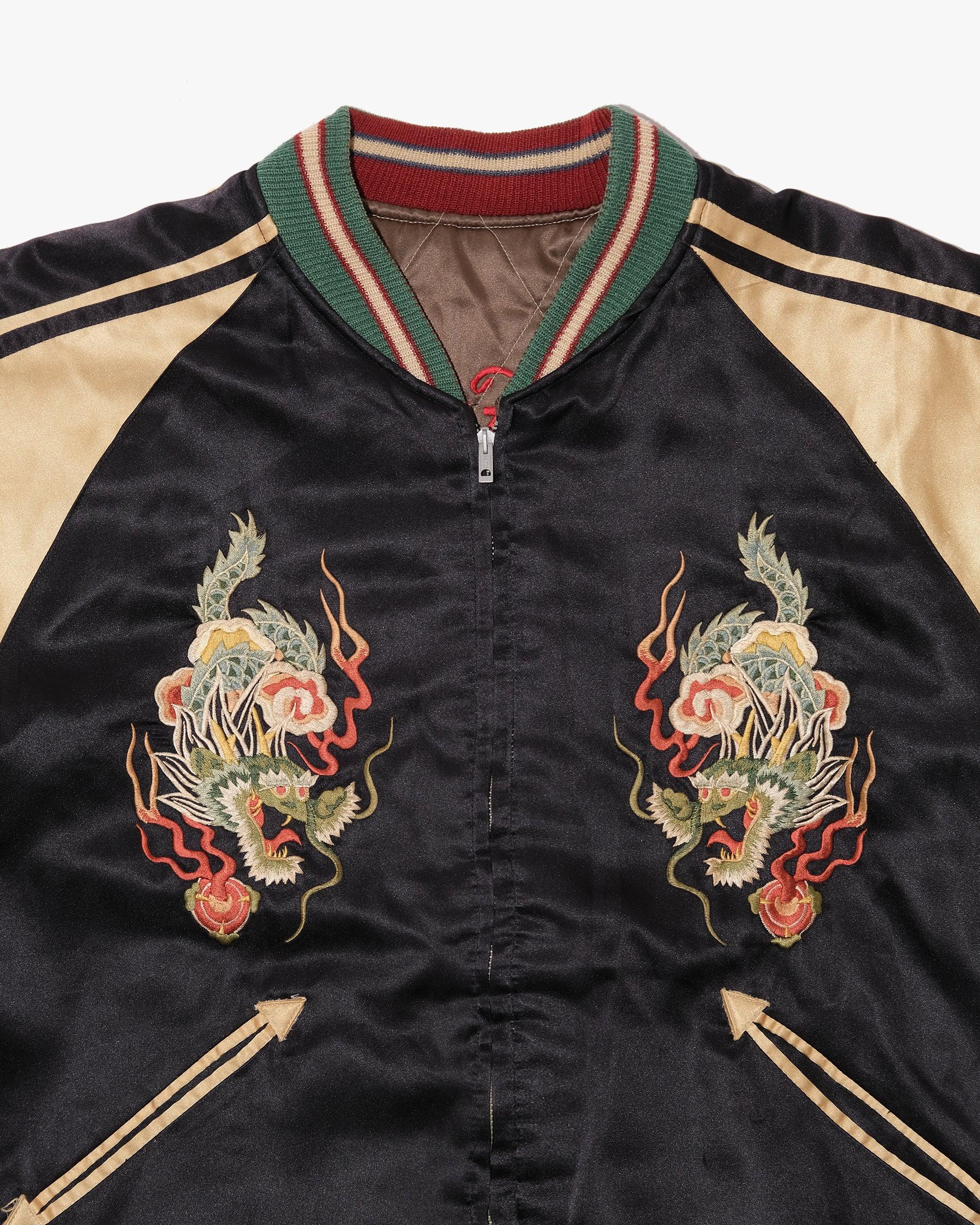 Souvenir Jacket, Reversible, L, Toyo Enterprises, Dragon in Black, Gold, and Brown